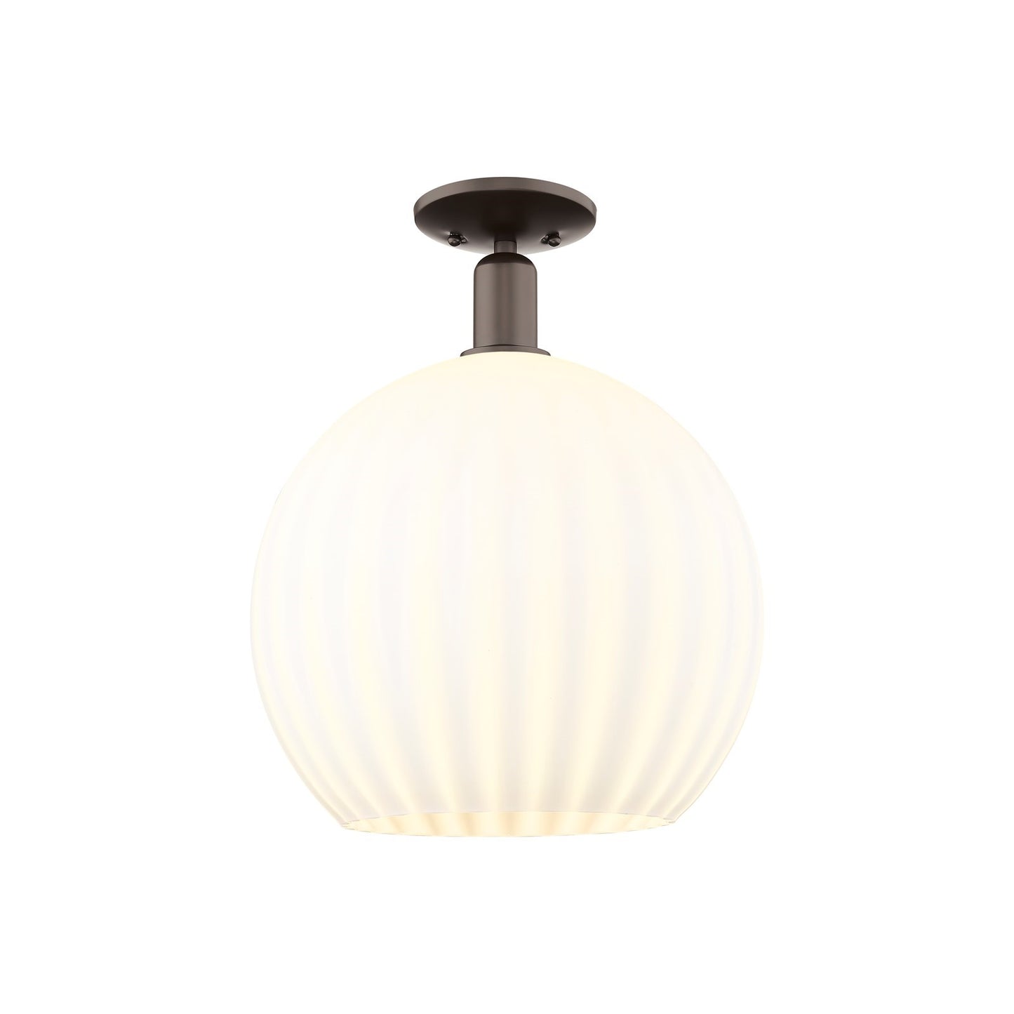 Innovations Lighting Arcadia 14in 1-Light Semi-Flush Mount | Industrial Oil Rubbed Bronze and White Venetian Glass | Hallway | Model 716-1C-OB-G1217-14WV