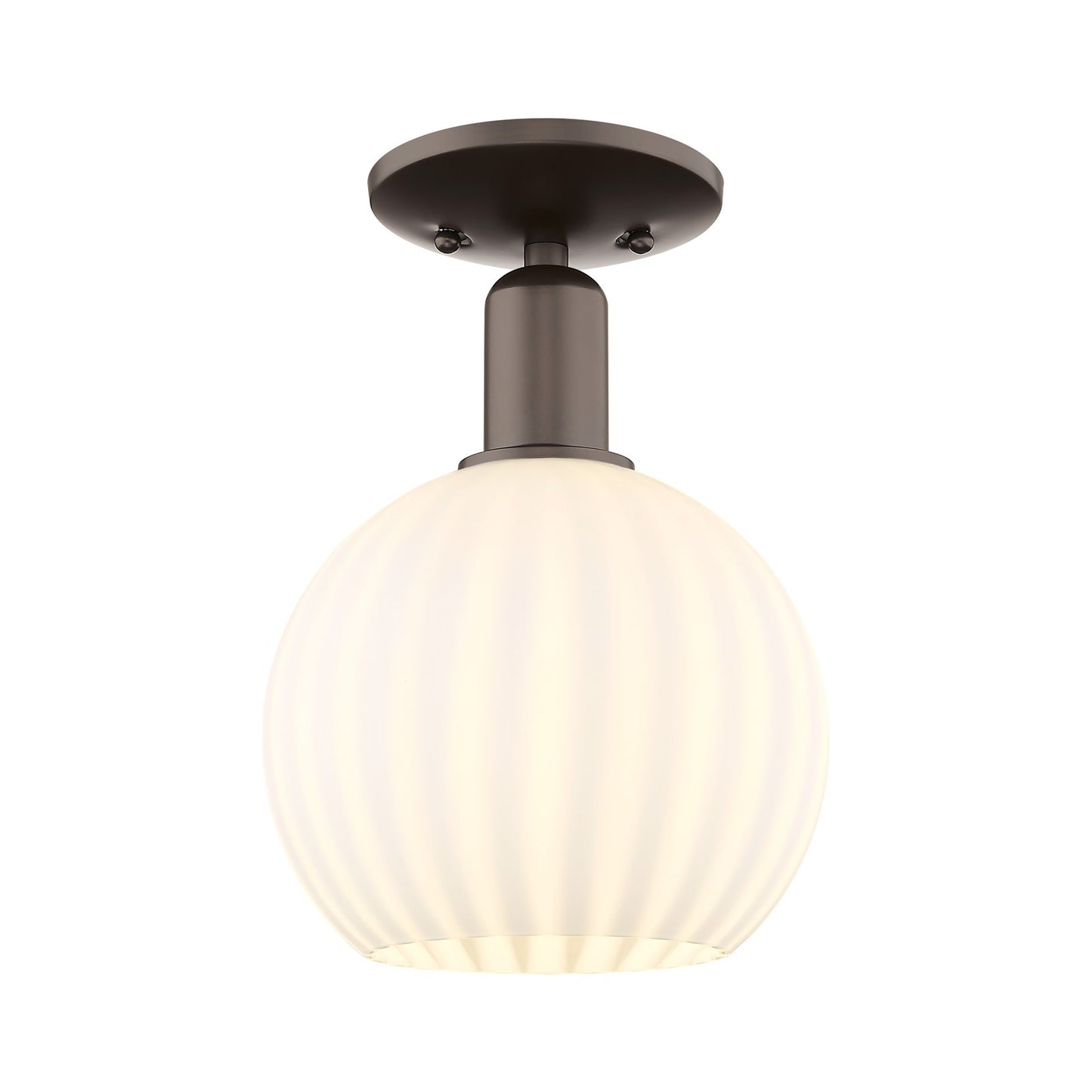 Innovations Lighting Arcadia 8in 1-Light Semi-Flush Mount | Industrial Oil Rubbed Bronze and White Venetian Glass | Entryway & | Model 716-1C-OB-G1217-8WV