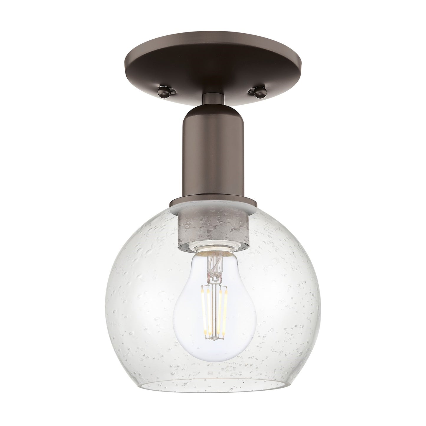 Innovations Athens 6in 1-Light Semi-Flush Mount | Industrial Oil Rubbed Bronze Steel and Seedy Glass | Entryway & Hallway | 5.88 | Model 716-1C-OB-G124-6