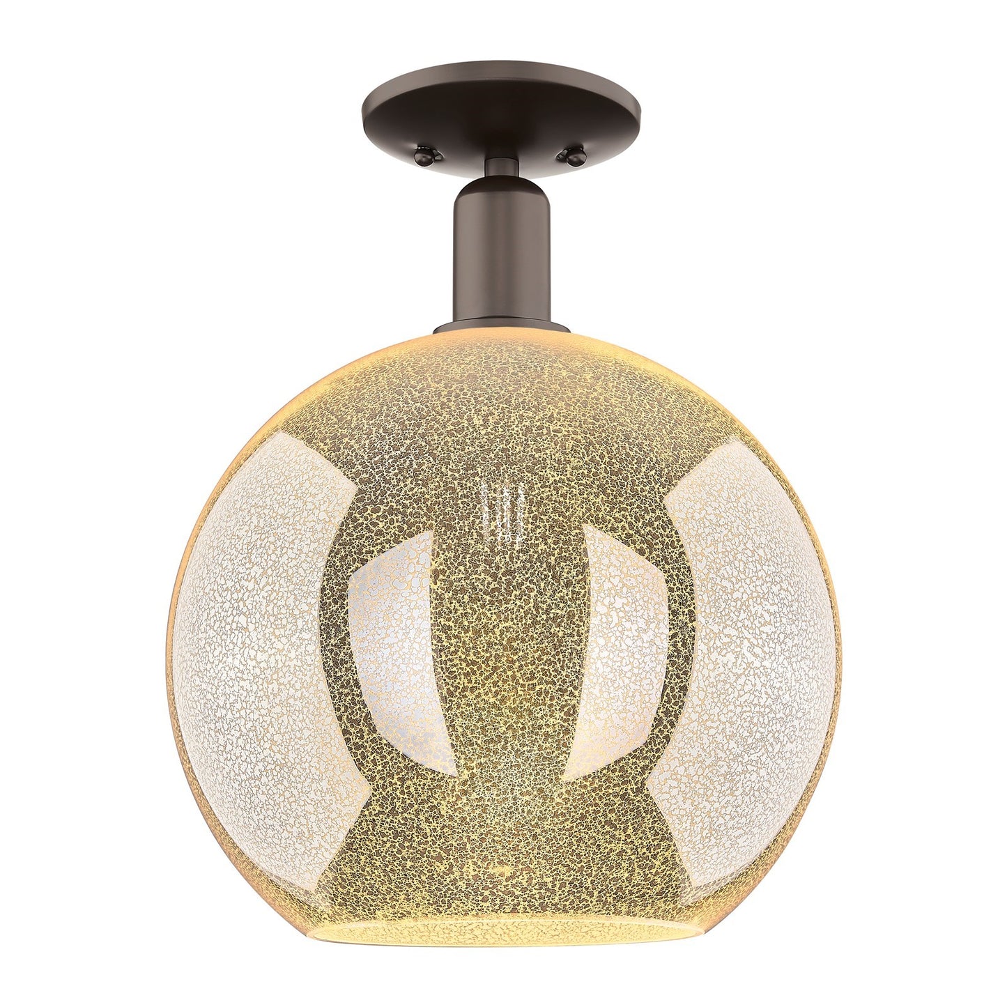 Innovations Athens 12in 1-Light Semi-Flush Mount | Industrial Oil Rubbed Bronze Steel and Mercury Glass | Entryway & Hallway | Model 716-1C-OB-G128-12