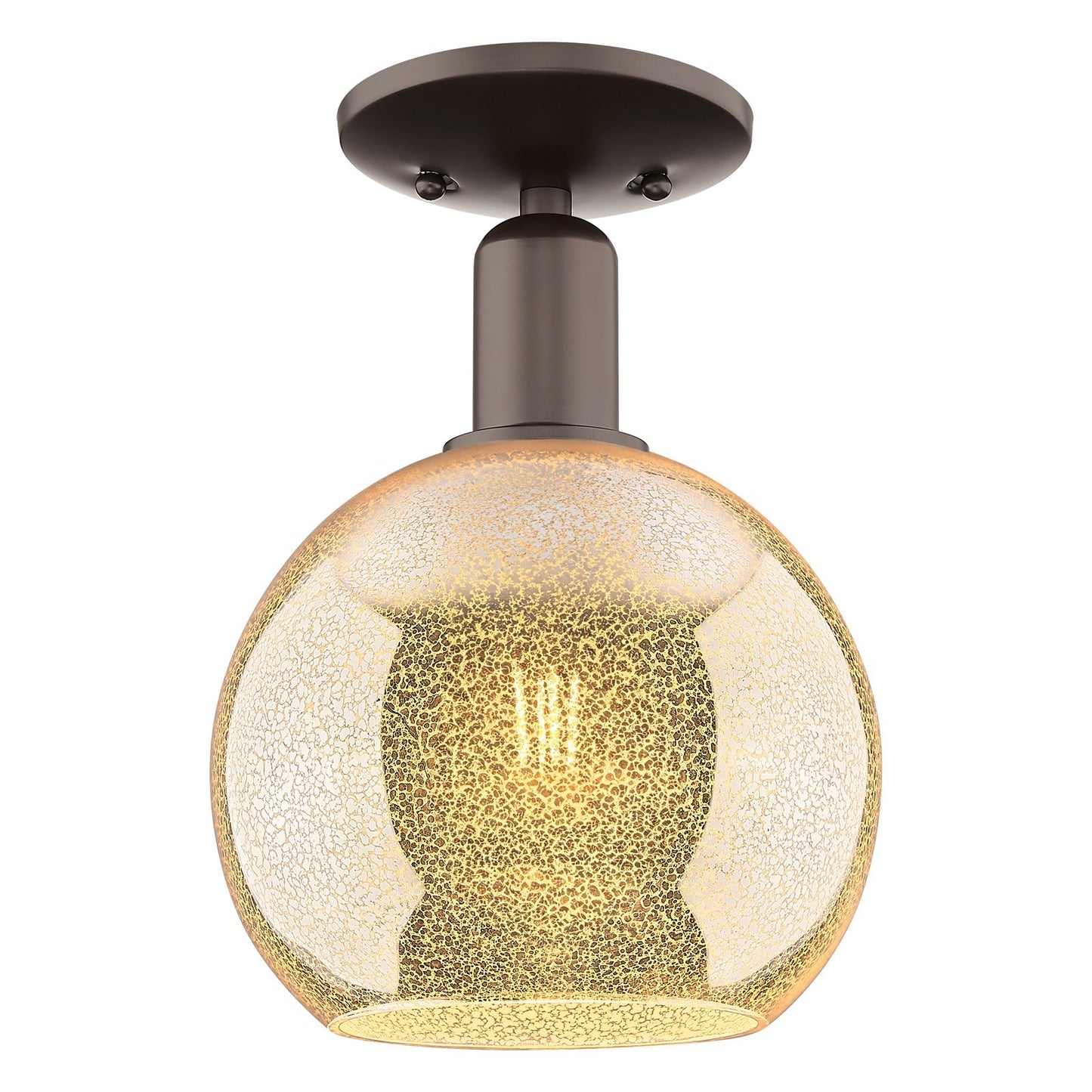 Innovations Athens 8in 1-Light Semi-Flush Mount | Industrial Oil Rubbed Bronze Steel and Mercury Glass | Entryway & Hallway | 8 x | Model 716-1C-OB-G128-8