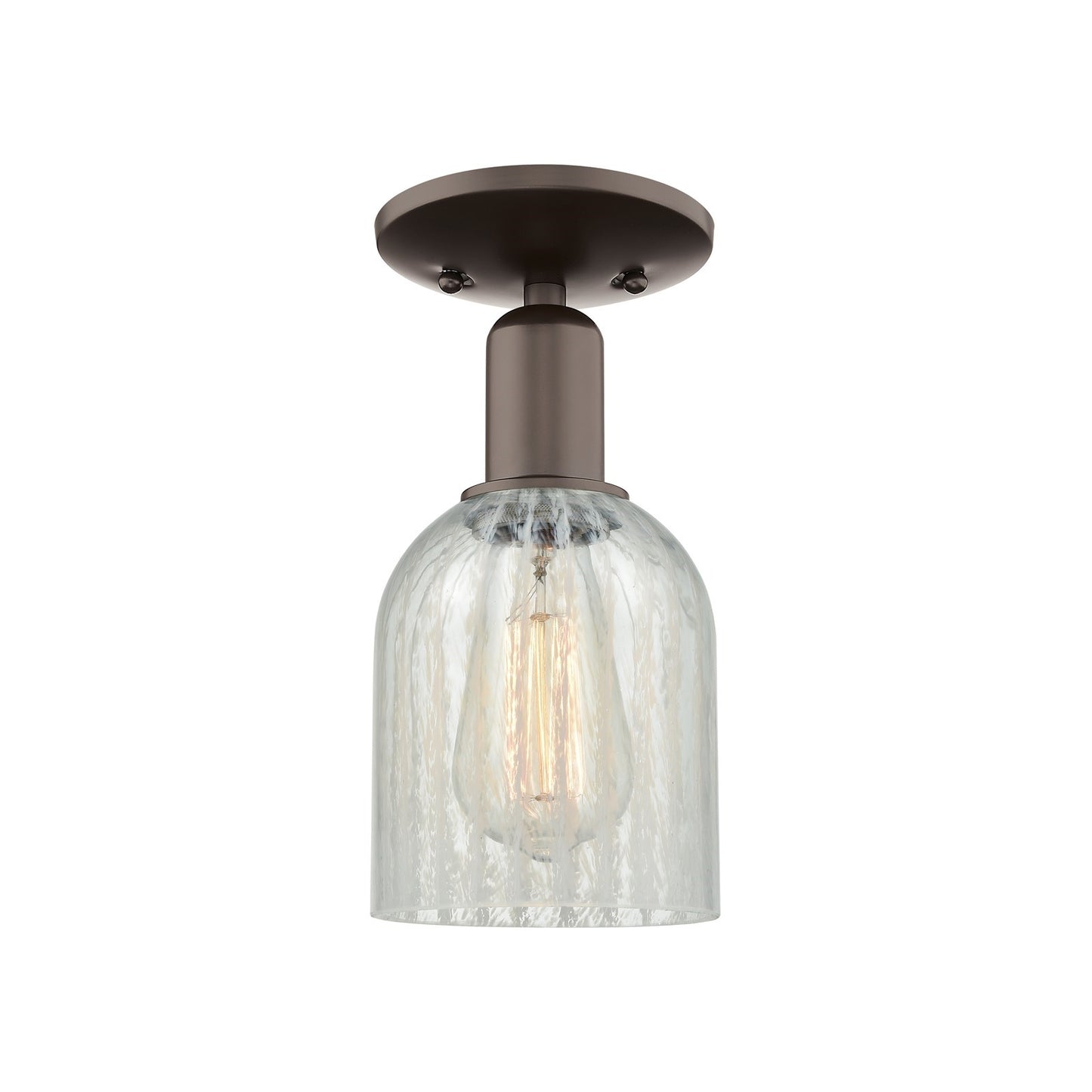 Innovations Caledonia 5in 1-Light Semi-Flush Mount | Industrial Oil Rubbed Bronze Steel and Mouchette Glass | Entryway & Hallway | Model 716-1C-OB-G2511