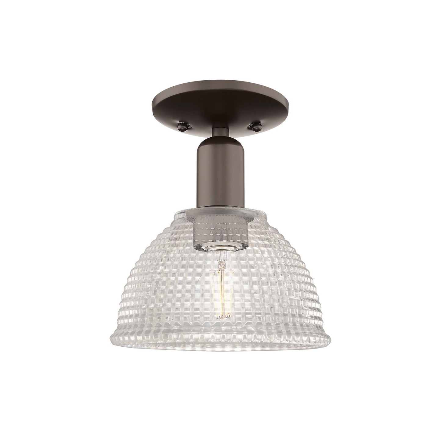 Innovations Arietta 8in 1-Light Semi-Flush Mount | Industrial Oil Rubbed Bronze Steel and Clear Glass | Hallway & Entryway Damp | Model 716-1C-OB-G422