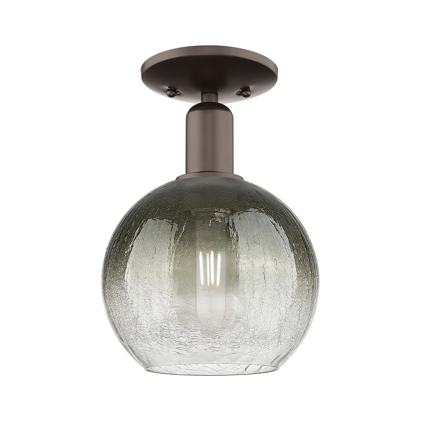 Innovations Brookhaven Globe 8in 1-Light Semi-Flush Mount | Industrial Oil Rubbed Bronze Steel and Slate Glass | Entryway & | Model 716-1C-OB-G483-8SL