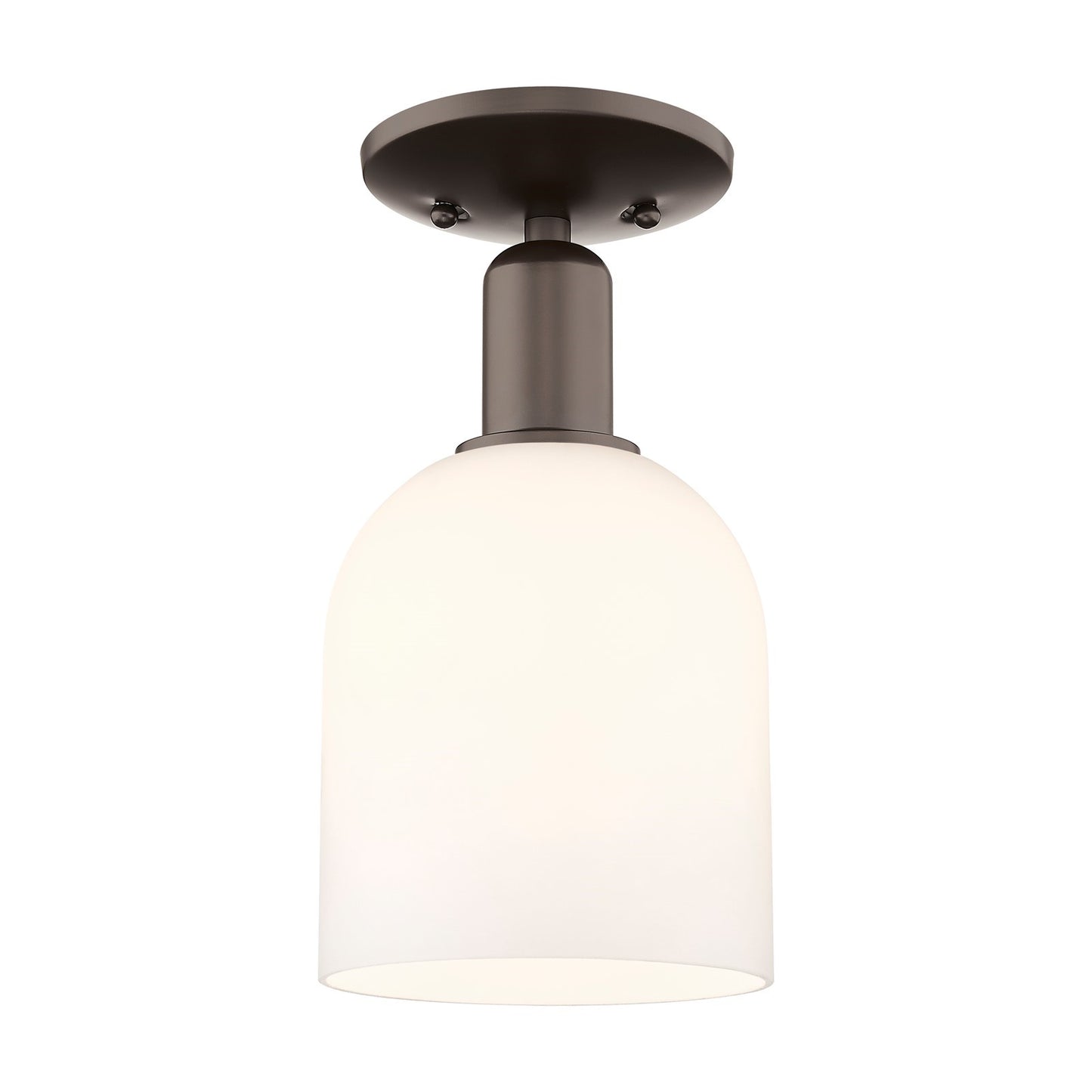 Innovations Bella 6in 1-Light Semi-Flush Mount | Industrial Oil Rubbed Bronze Steel and White Glass | Hallway & Entryway | 5.5 | Model 716-1C-OB-G558-6GWH