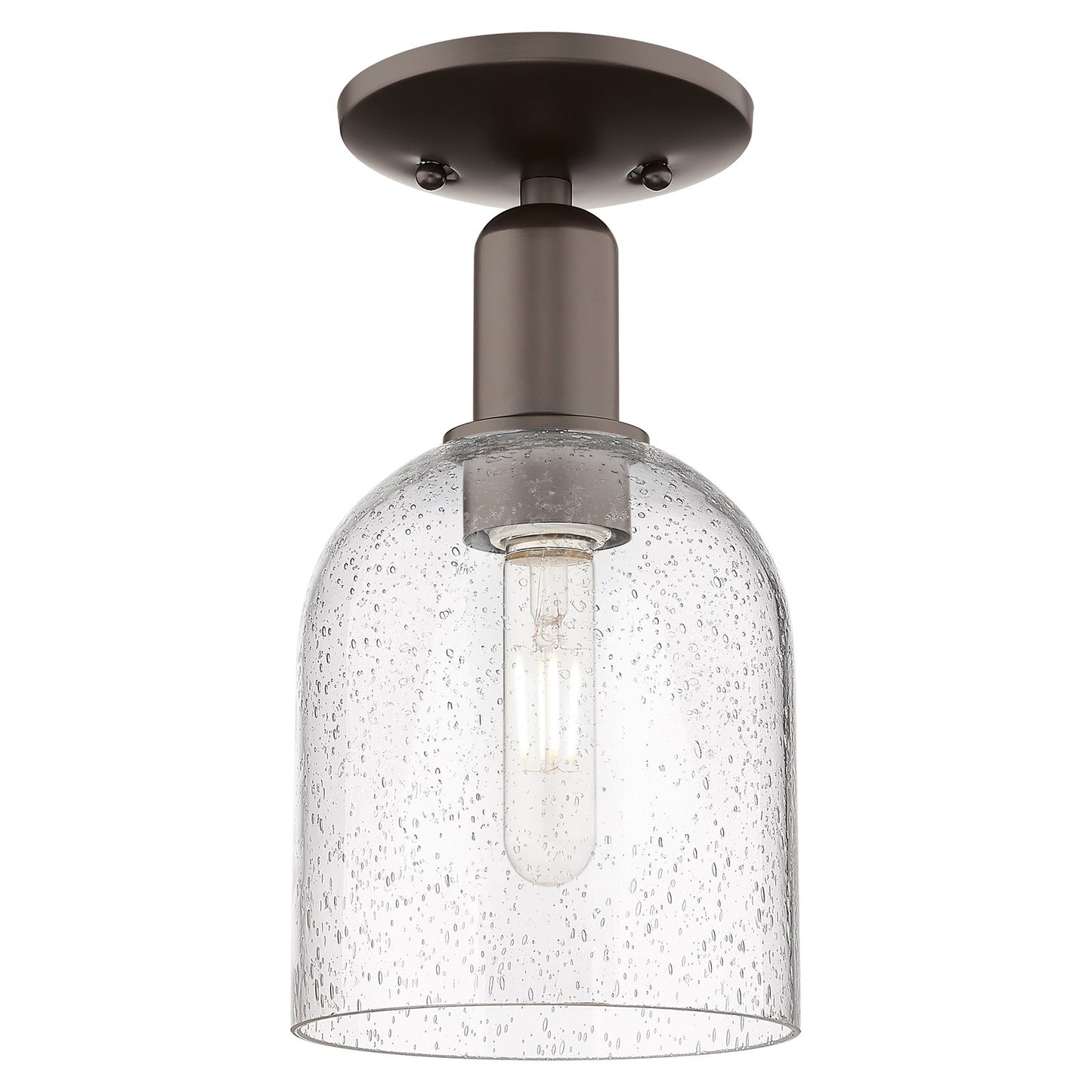 Innovations Bella 6in 1-Light Semi-Flush Mount | Industrial Oil Rubbed Bronze Steel and Seedy Glass | Entryway & Hallway | 5.5 | Model 716-1C-OB-G558-6SDY