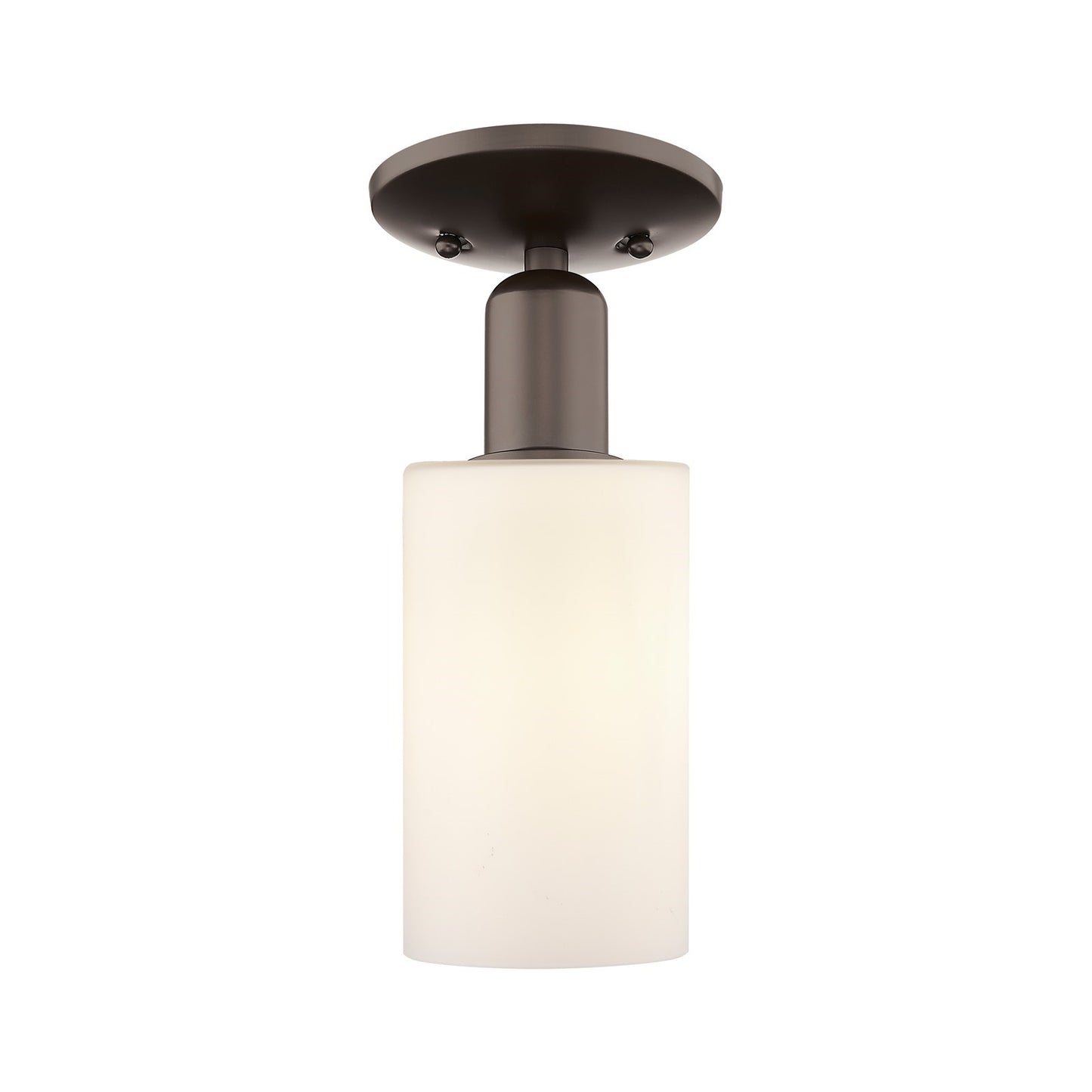 Innovations Clymer 4in 1-Light Semi-Flush Mount | Industrial Oil Rubbed Bronze Steel and Matte White Glass | Hallway & Entryway | Model 716-1C-OB-G801