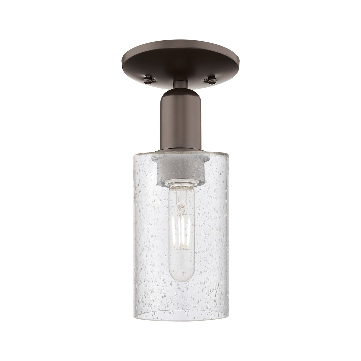 Innovations Clymer 4in 1-Light Semi-Flush Mount | Industrial Oil Rubbed Bronze Steel and Seedy Glass | Hallway & Entryway | 3.88 x | Model 716-1C-OB-G804