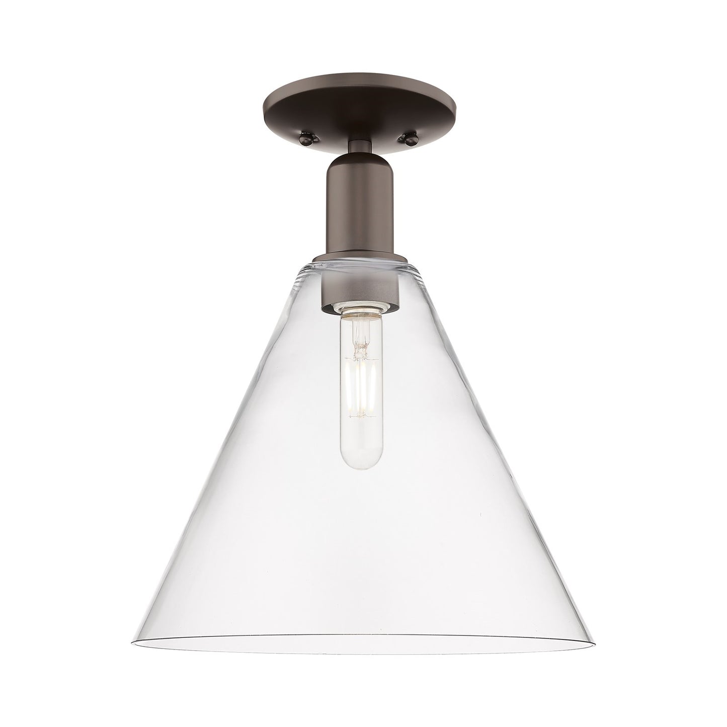 Innovations Berkshire Glass 12in 1-Light Semi-Flush Mount | Industrial Oil Rubbed Bronze Steel and Clear Glass | Hallway & | Model 716-1C-OB-GBC-122
