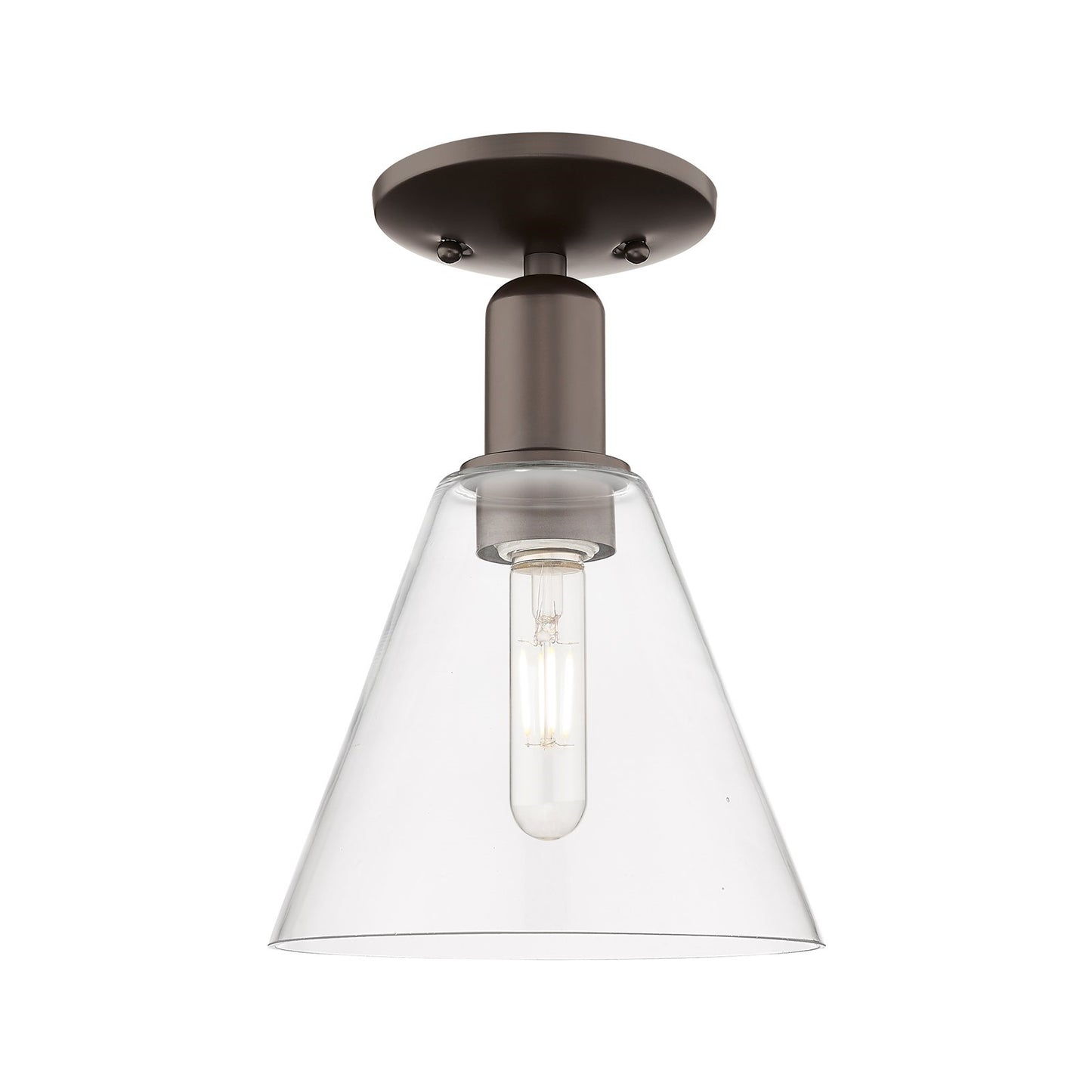 Innovations Berkshire Glass 8in 1-Light Semi-Flush Mount | Industrial Oil Rubbed Bronze Steel and Clear Glass | Entryway & | Model 716-1C-OB-GBC-82