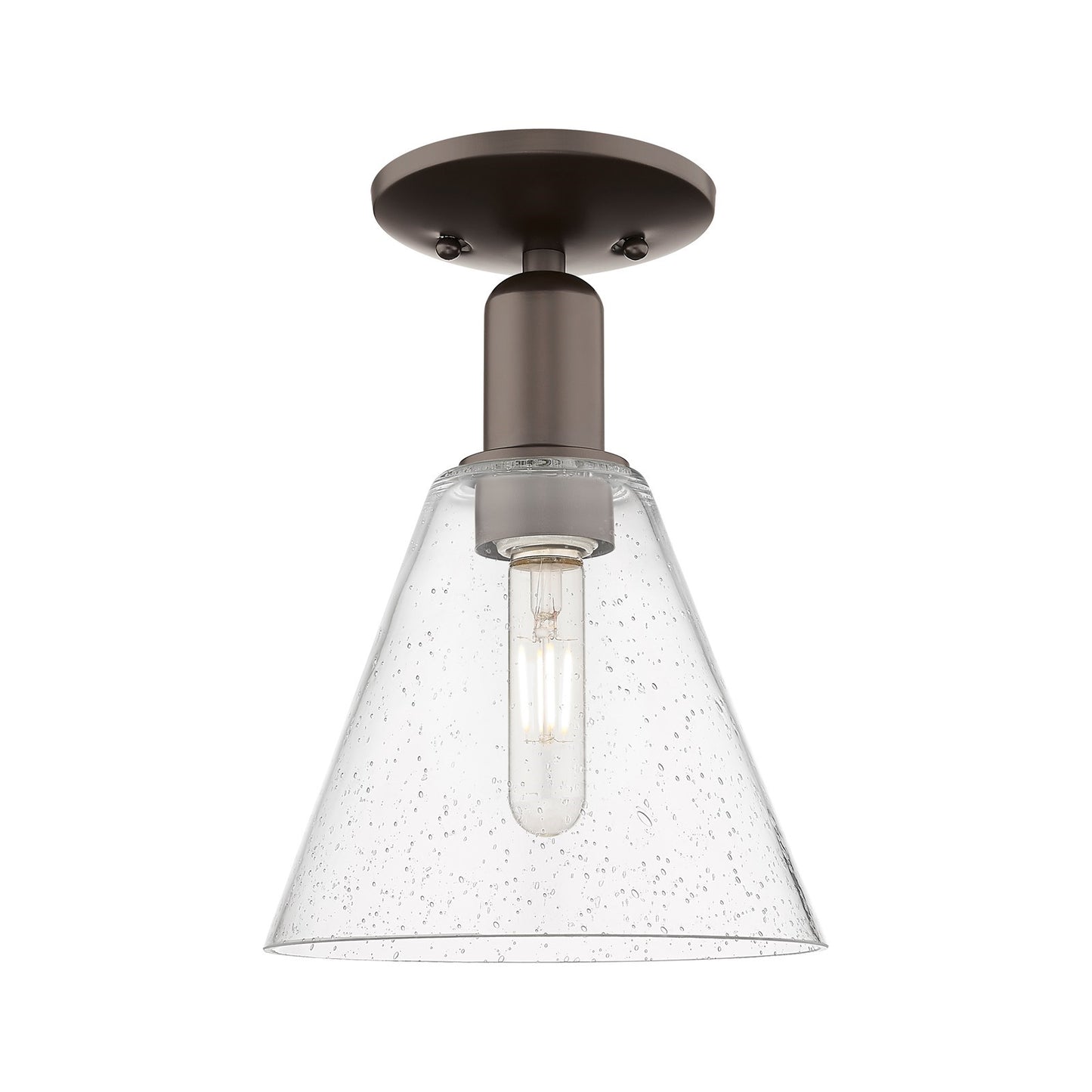 Innovations Berkshire Glass 8in 1-Light Semi-Flush Mount | Industrial Oil Rubbed Bronze and Seedy Glass | Entryway & Hallway | 8 | Model 716-1C-OB-GBC-84