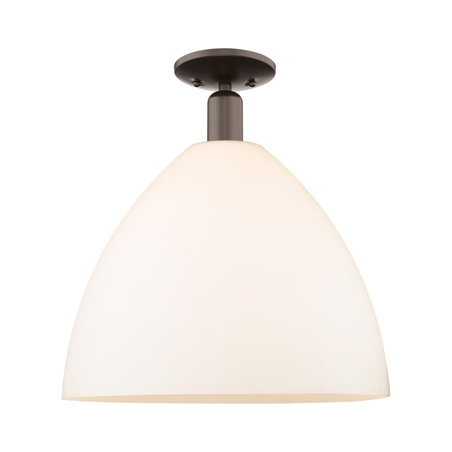 Innovations Bristol 16in 1-Light Semi-Flush Mount | Industrial Oil Rubbed Bronze Steel and Matte White Glass | Damp Rated | Model 716-1C-OB-GBD-161