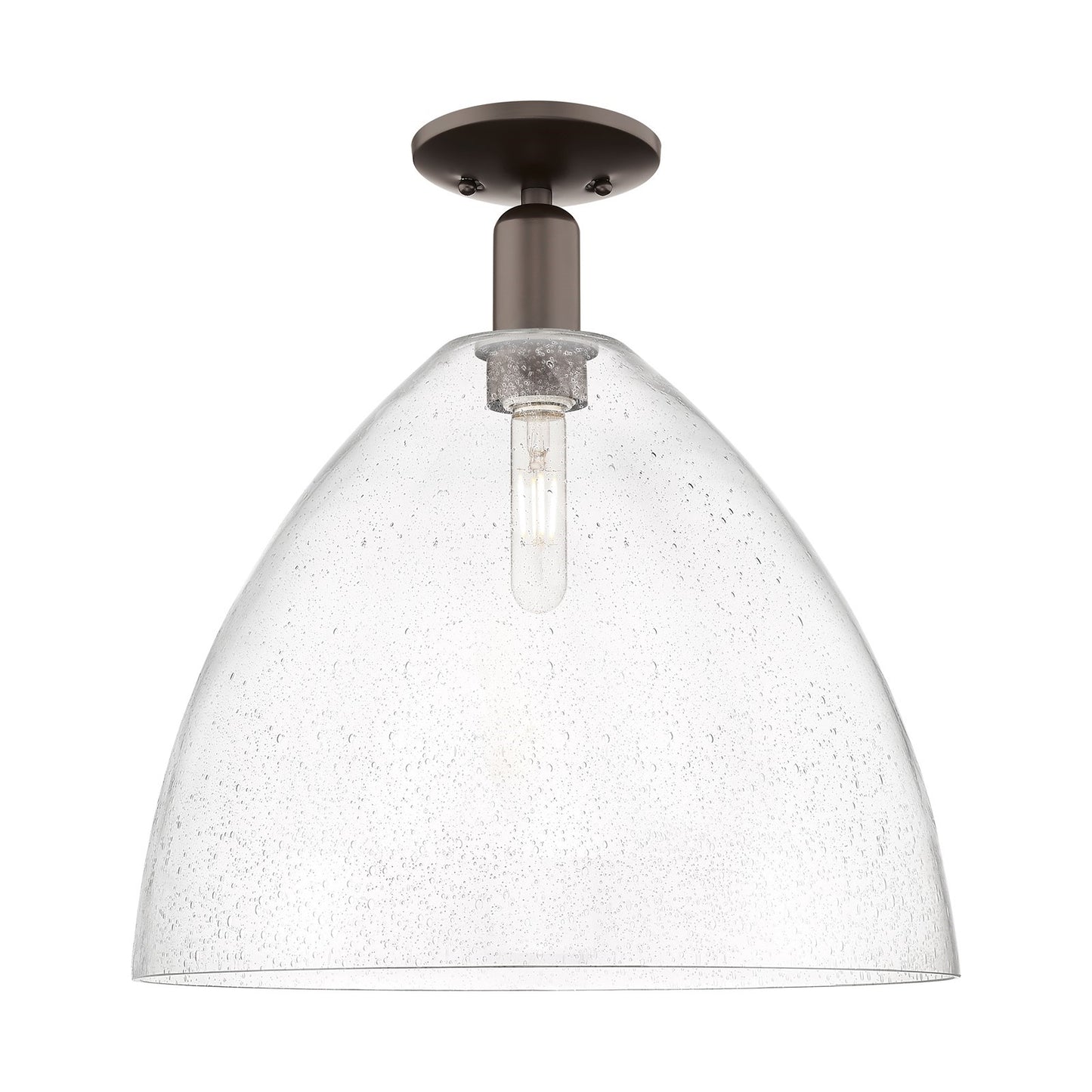 Innovations Bristol 16in 1-Light Semi-Flush Mount | Industrial Oil Rubbed Bronze Steel and Seedy Glass | Entryway & Hallway | 16 | Model 716-1C-OB-GBD-164