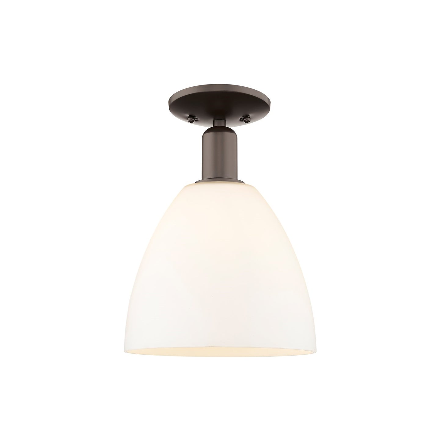Innovations Bristol 9in 1-Light Semi-Flush Mount | Industrial Oil Rubbed Bronze Steel and Matte White Glass | Entryway & Hallway | Model 716-1C-OB-GBD-91