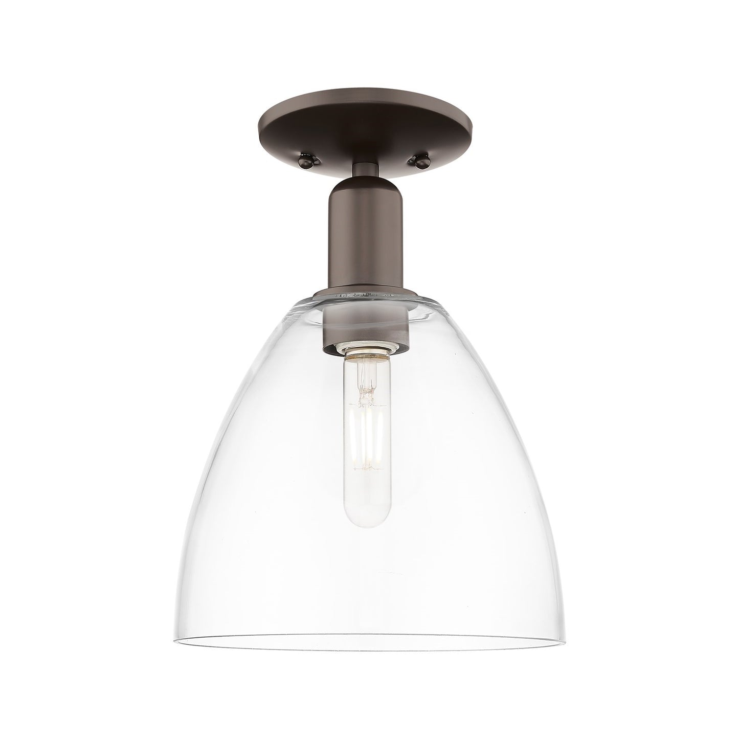 Innovations Bristol 9in 1-Light Semi-Flush Mount | Industrial Oil Rubbed Bronze Steel and Clear Glass | Damp-Rated Hallway & | Model 716-1C-OB-GBD-92