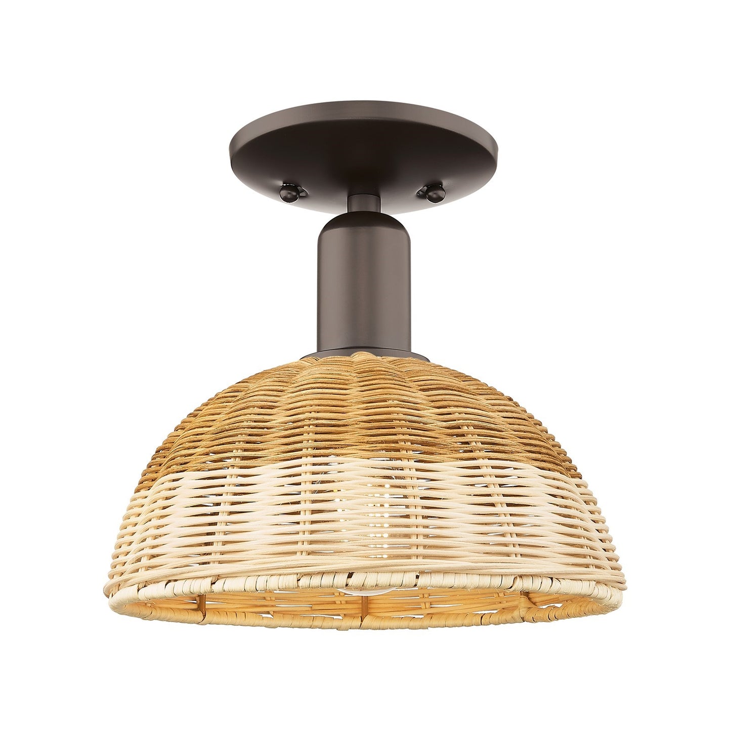 Innovations Natural Ballston Dome 9in 1-Light Semi-Flush Mount | Farmhouse Oil Rubbed Bronze and Natural Fiber | Entryway & | Model 716-1C-OB-NBD2-9-NAT
