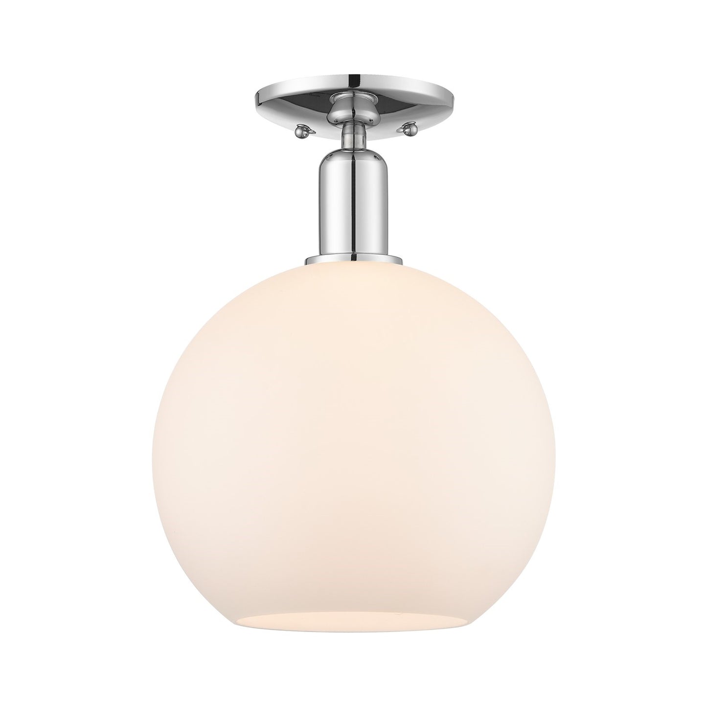 Innovations Athens 10in 1-Light Semi-Flush Mount | Industrial Polished Chrome and Matte White Glass | Entryway & Hallway | 10 x | Model 716-1C-PC-G121-10