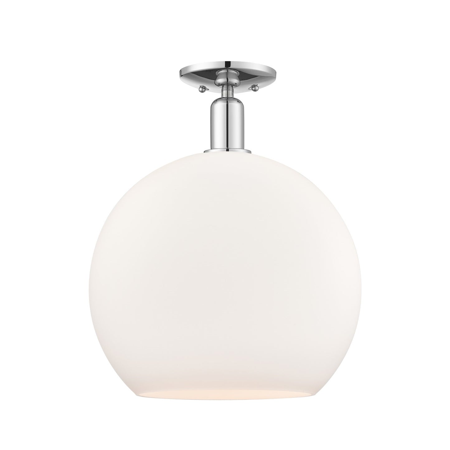 Innovations Athens 14in 1-Light Semi-Flush | Industrial Modern Polished Chrome and Matte White Glass | Damp-Rated Entryway & | Model 716-1C-PC-G121-14