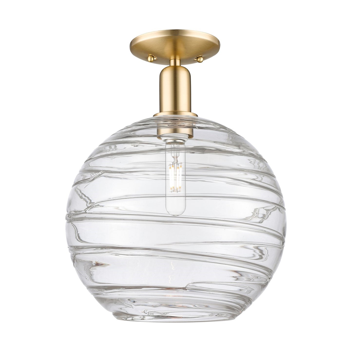 Innovations Athens Deco Swirl 12in 1-Light Semi-Flush Mount | Industrial Polished Chrome and Clear Deco Swirl Glass | Model 716-1C-PC-G1213-12CL