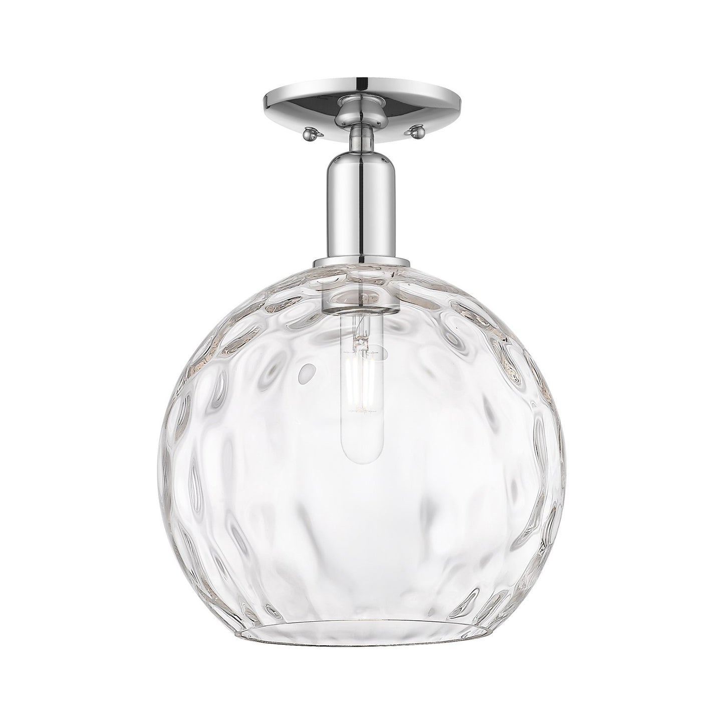 Innovations Athens Water Glass 10in 1-Light Semi-Flush Mount | Industrial Polished Chrome Steel and Clear Water Glass | Damp | Model 716-1C-PC-G1215-10
