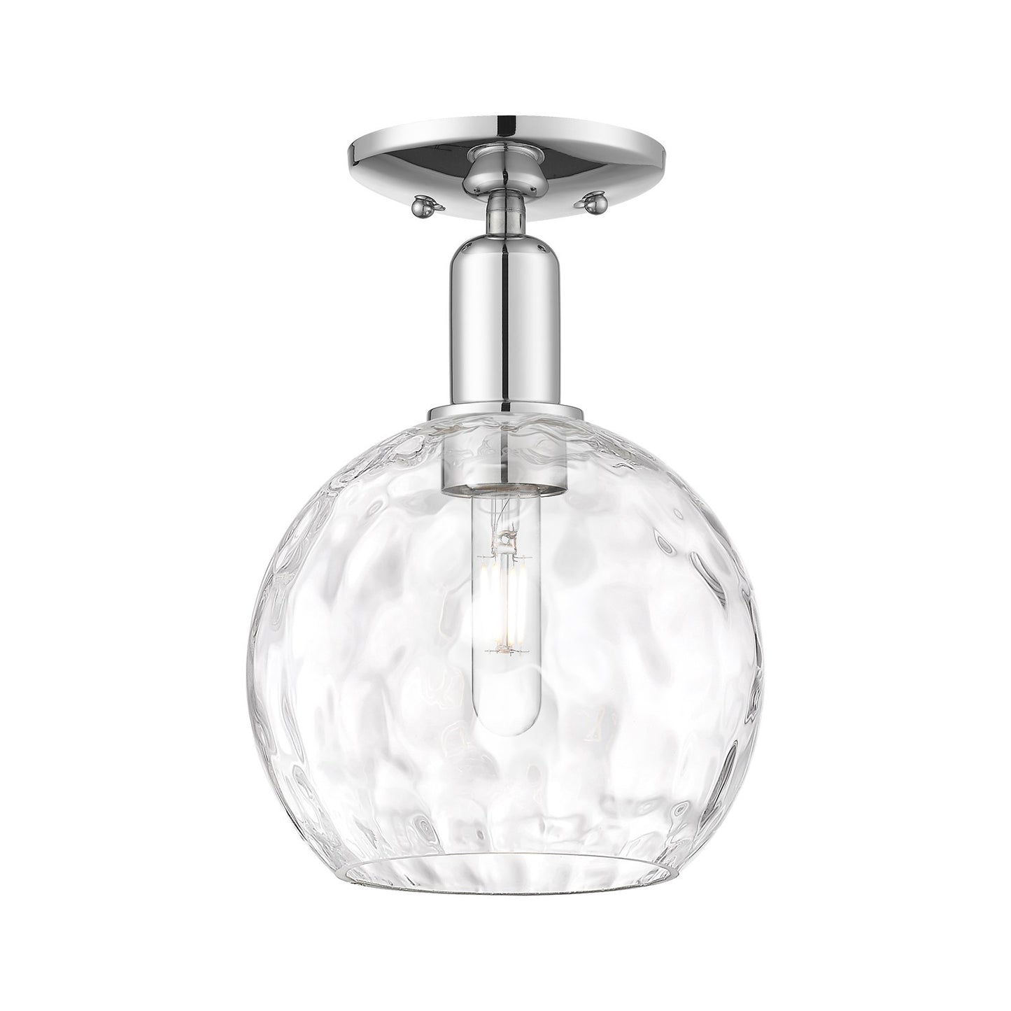 Innovations Athens 8in 1-Light Semi-Flush Mount | Industrial Polished Chrome and Clear Water Glass | Kitchen & Hallway | 8 x 8 x | Model 716-1C-PC-G1215-8