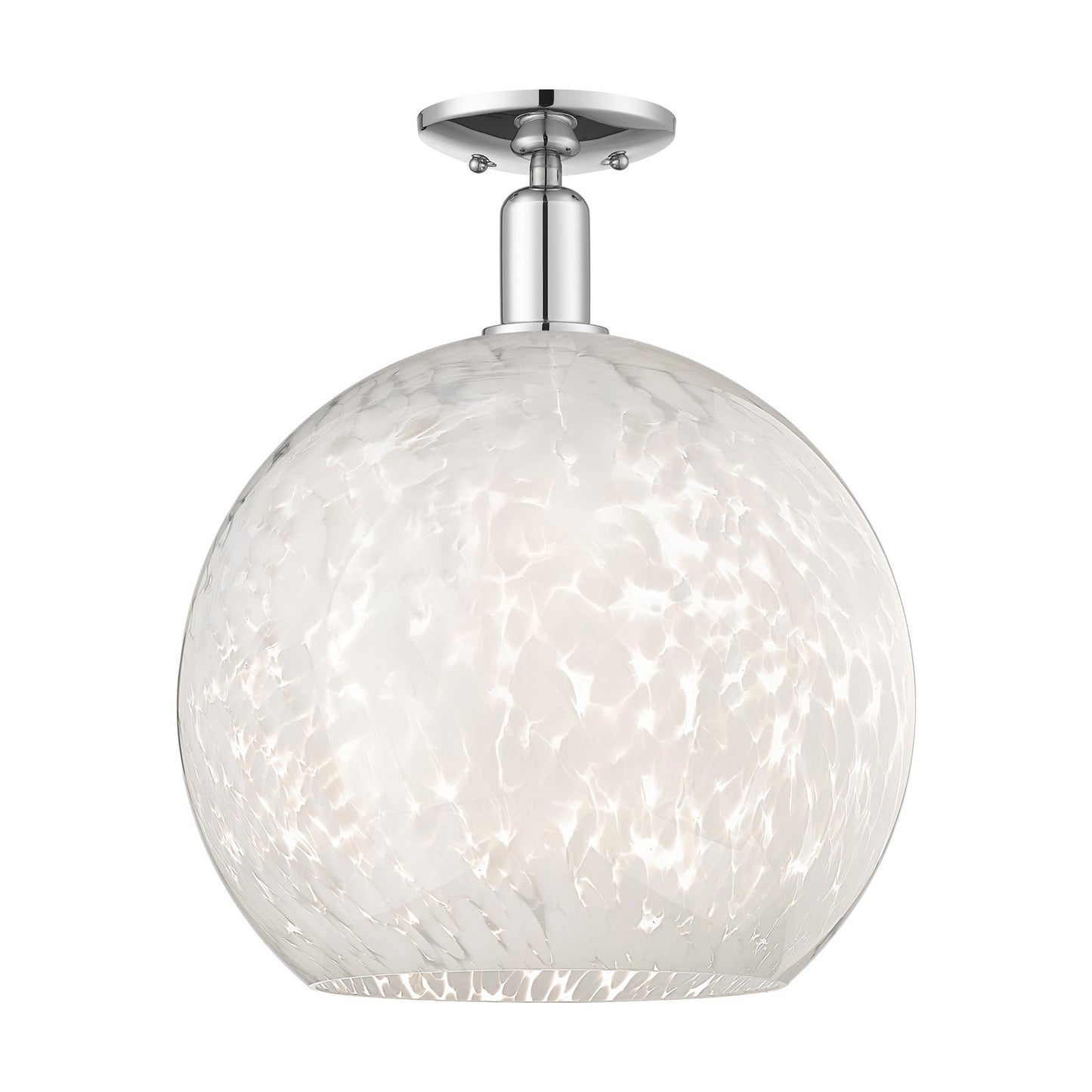 Innovations Lighting Arcadia 14in 1-Light Semi-Flush Mount | Industrial Polished Chrome and White Mouchette Glass | Entryway | Model 716-1C-PC-G1216-14WM