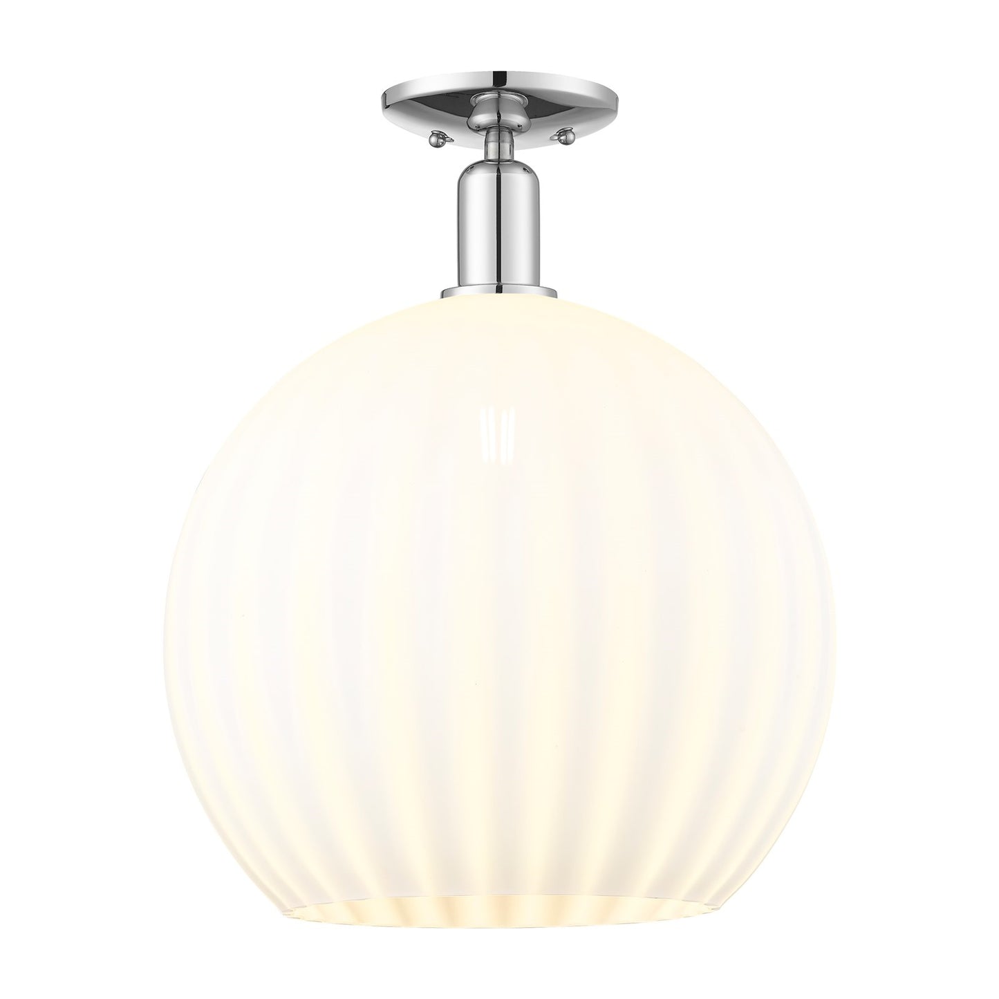Innovations Lighting Arcadia 14in 1-Light Semi-Flush Mount | Industrial Polished Chrome and White Venetian Glass | Hallway & | Model 716-1C-PC-G1217-14WV