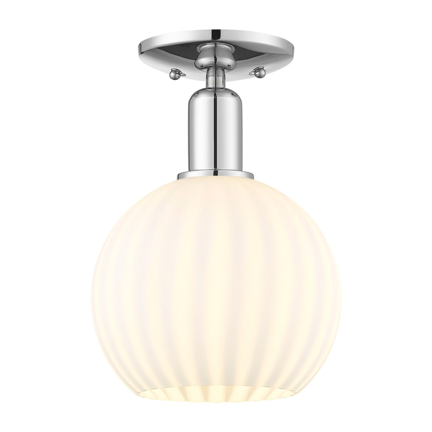 Innovations Lighting White Venetian 8in 1-Light Semi-Flush Mount | Industrial Polished Chrome and White Venetian Glass | Model 716-1C-PC-G1217-8WV