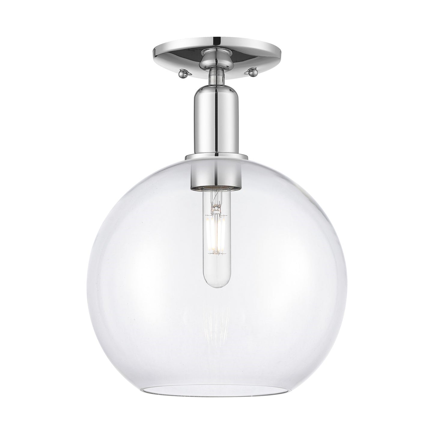 Innovations Athens 10in 1-Light Semi-Flush Mount | Industrial Polished Chrome Steel and Clear Glass | Entryway & Hallway | 10 x | Model 716-1C-PC-G122-10