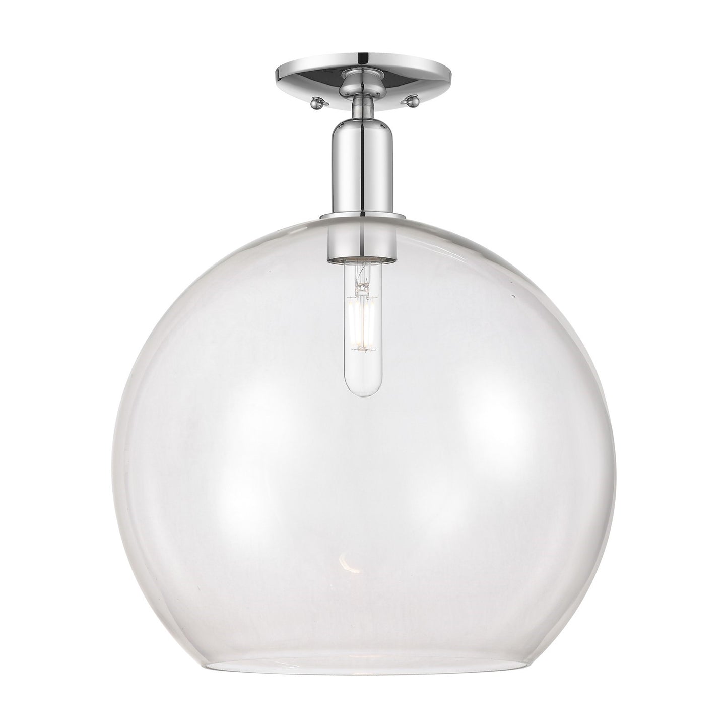 Innovations Athens 14in 1-Light Semi-Flush Mount | Industrial Polished Chrome Steel and Clear Glass | Kitchen & Hallway | 13.75 | Model 716-1C-PC-G122-14