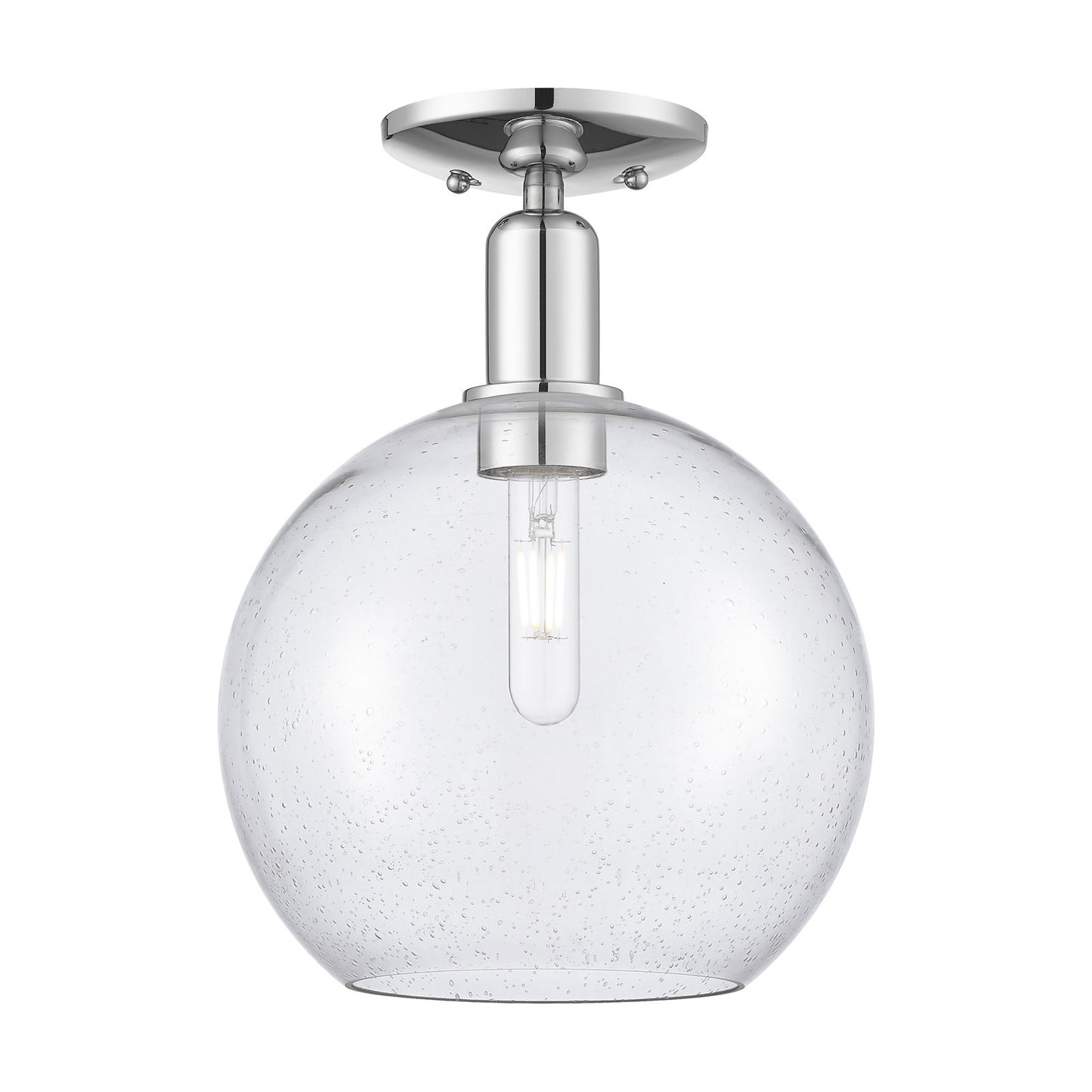 Innovations Athens 10in 1-Light Semi-Flush Mount | Industrial Polished Chrome Steel and Seedy Glass | Entryway & Hallway | 10 x | Model 716-1C-PC-G124-10