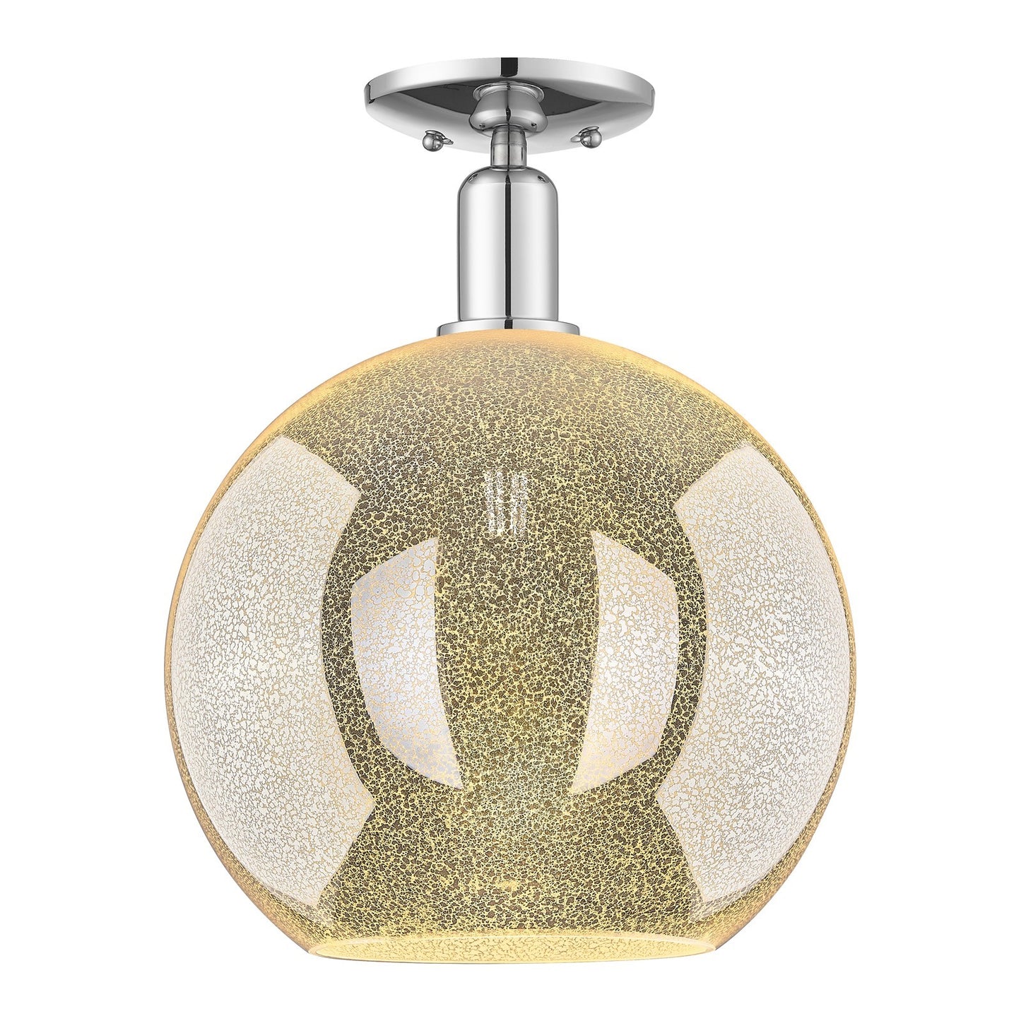 Innovations Athens 12in 1-Light Semi-Flush | Industrial Modern Polished Chrome and Mercury Glass | Hallway & Entryway | 11.75 x | Model 716-1C-PC-G128-12
