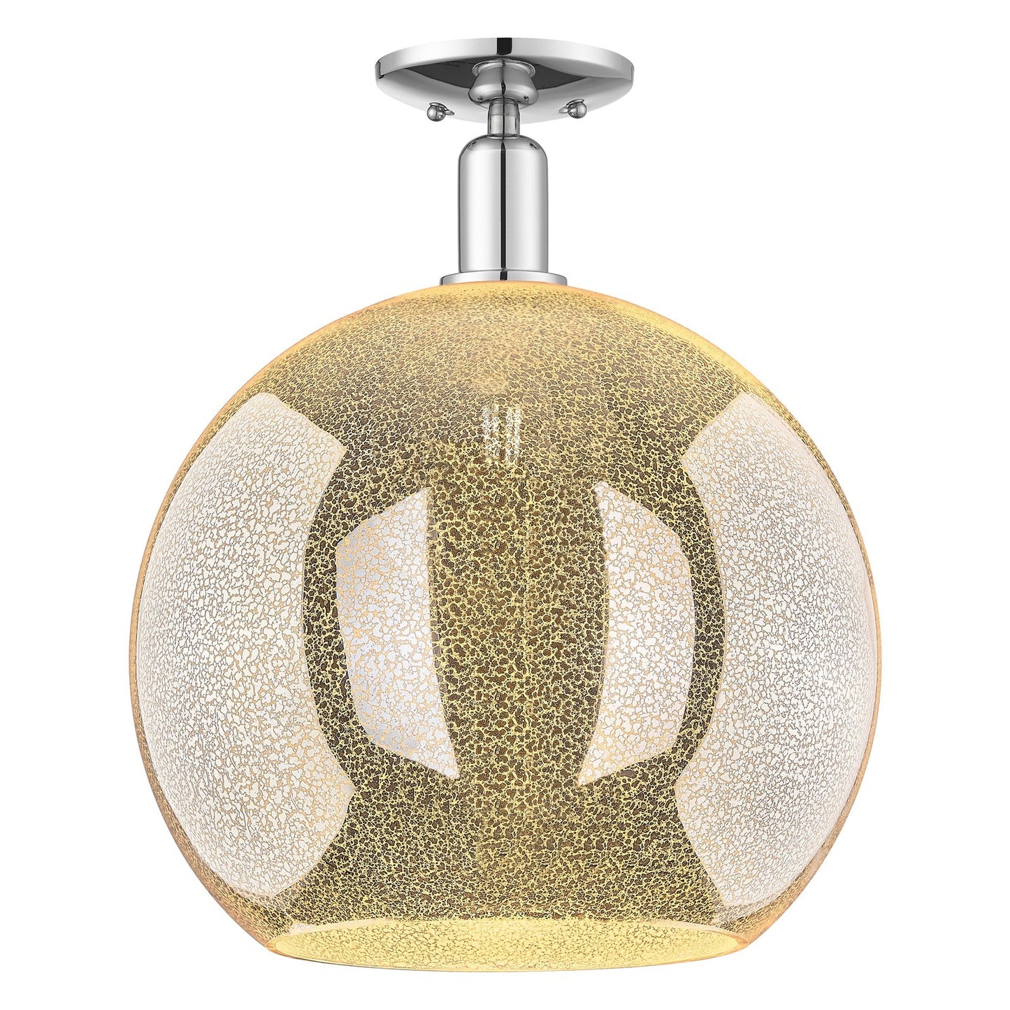 Innovations Athens 14in 1-Light Semi-Flush Mount | Industrial Polished Chrome and Mercury Glass | Damp-Rated Entryway & Hallway | Model 716-1C-PC-G128-14