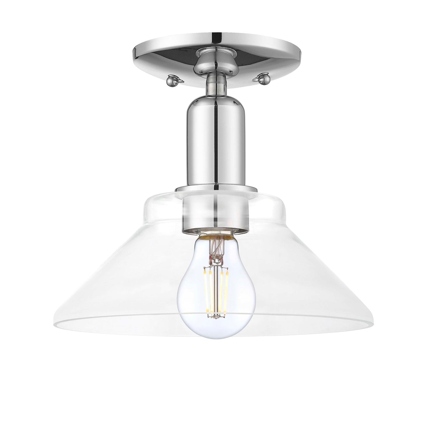 Innovations Orwell 8.38in 1-Light Semi-Flush Mount | Industrial Polished Chrome Steel and Clear Glass | Entryway & Hallway | 8.38 x | Model 716-1C-PC-G132