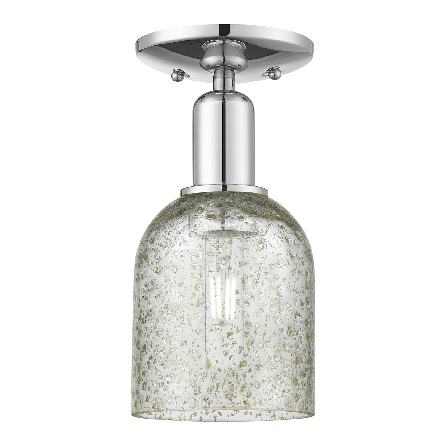 Innovations Caledonia 5in 1-Light Semi-Flush Mount | Industrial Polished Chrome and Mica Glass | Entryway & Hallway | 5 x 5 x 10.5 | Model 716-1C-PC-G259