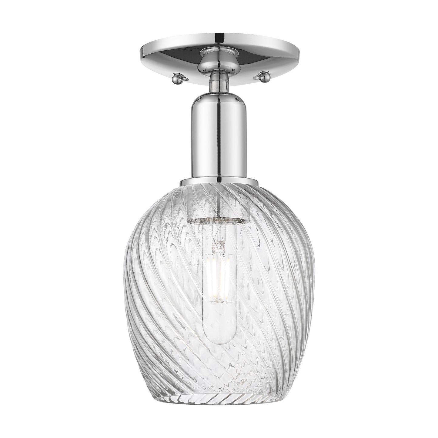 Innovations Salina 6in 1-Light Semi-Flush Mount | Industrial Polished Chrome and Clear Spiral Fluted Glass | Entryway & Hallway | Model 716-1C-PC-G292