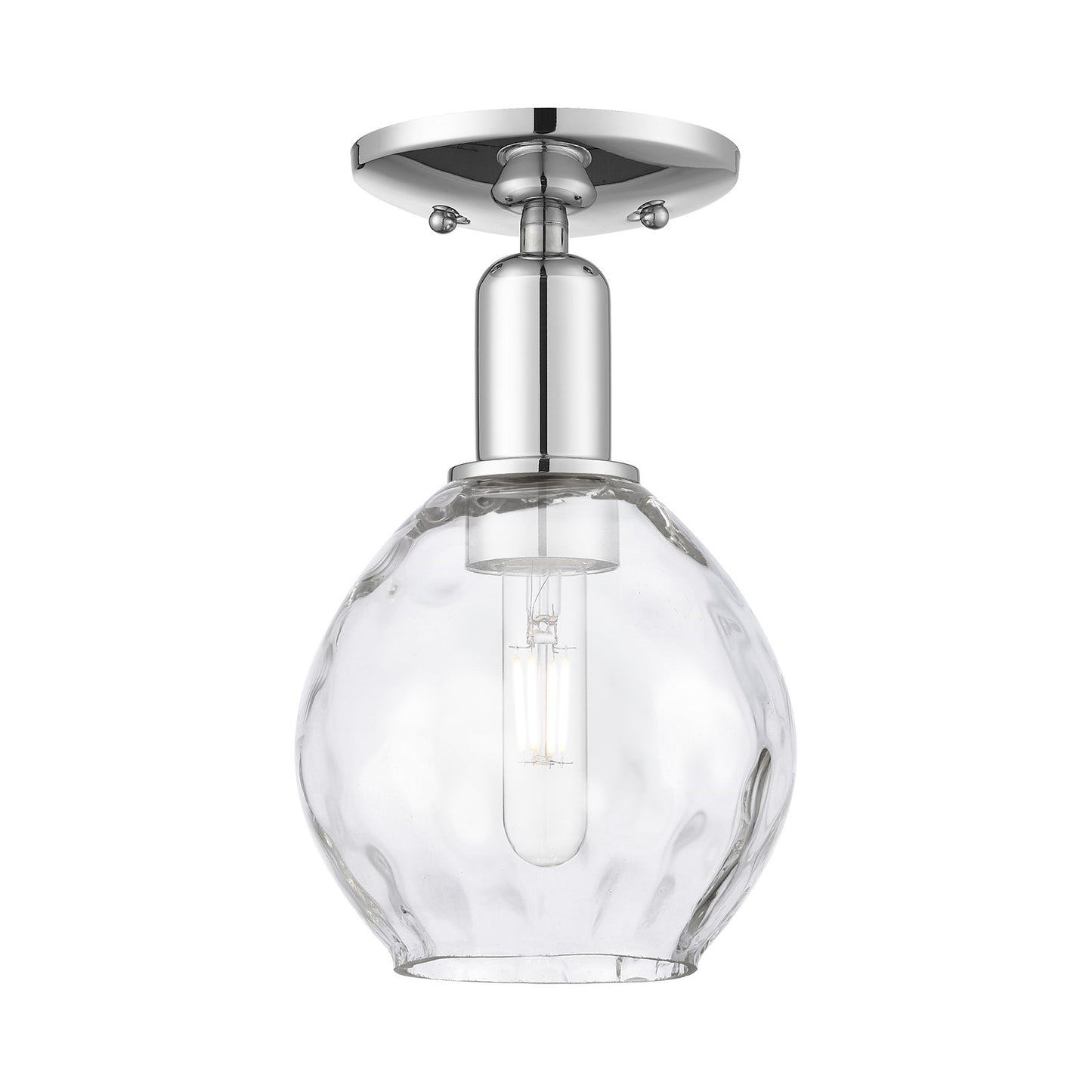 Innovations Waverly 6in 1-Light Semi-Flush Mount | Industrial Polished Chrome Steel and Clear Water Glass | Entryway & Hallway | 6 | Model 716-1C-PC-G362