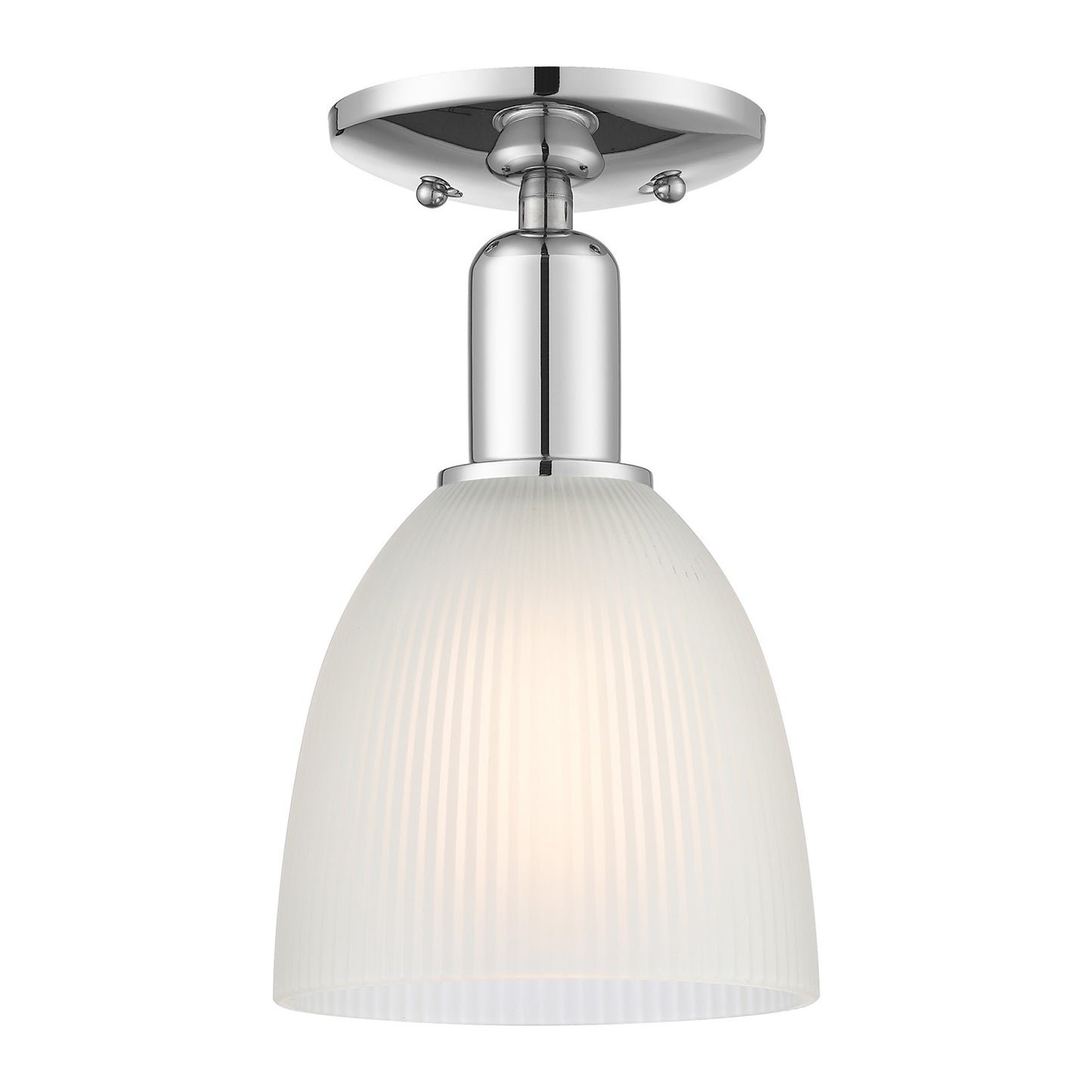 Innovations Castile 6in 1-Light Semi-Flush Mount | Industrial Polished Chrome and White Glass | Entryway & Hallway | 6 x 6 x 10.5 in | Model 716-1C-PC-G381