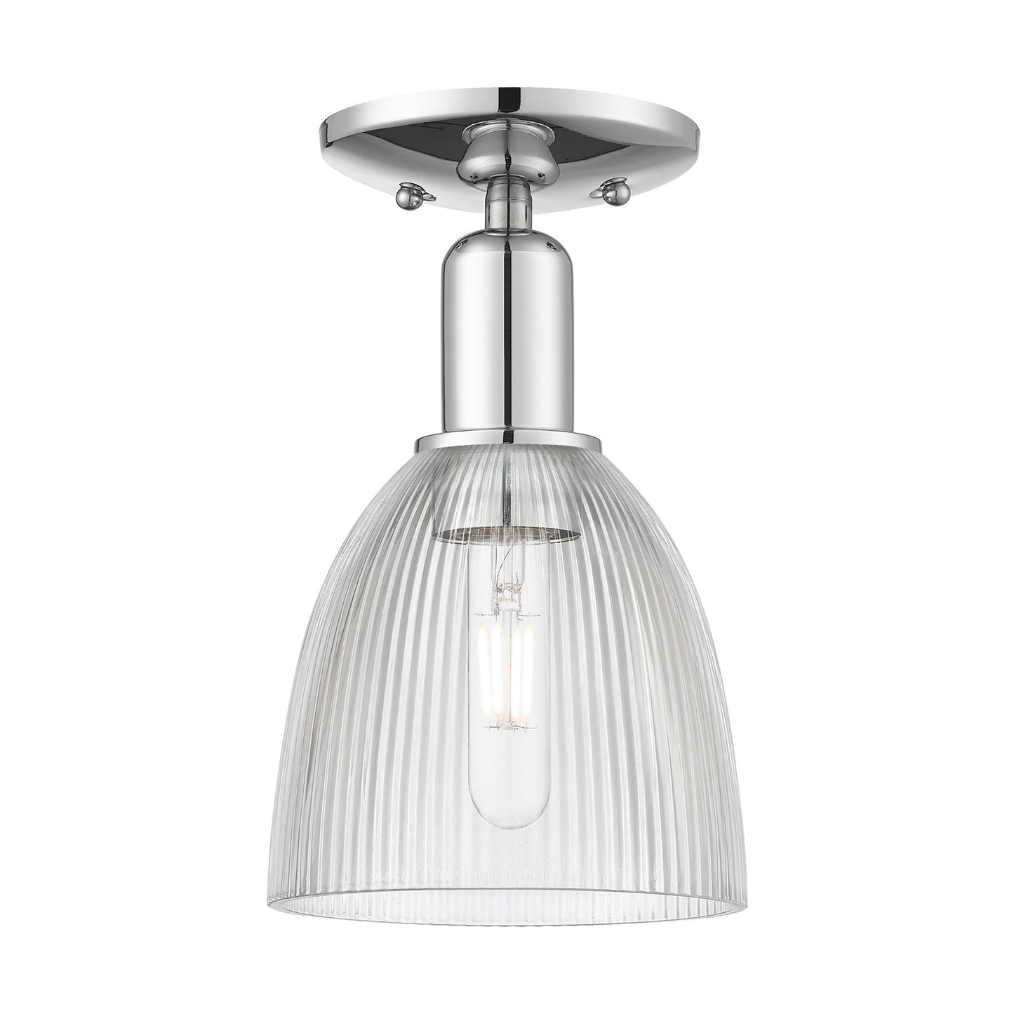 Innovations Castile 6in 1-Light Semi-Flush Mount | Industrial Modern Polished Chrome and Clear Glass | Entryway & Hallway | 6 x 6 x | Model 716-1C-PC-G382