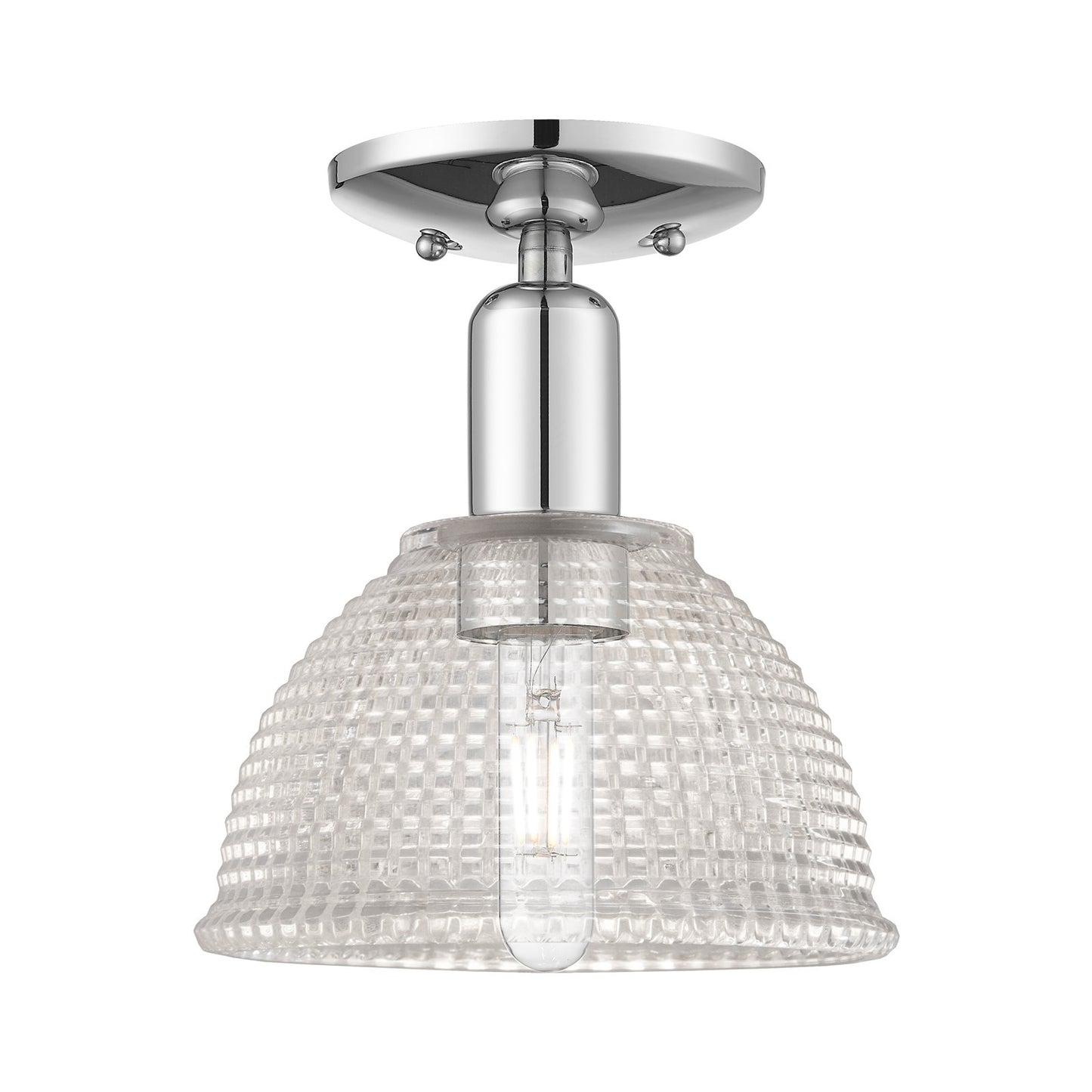 Innovations Arietta 8in 1-Light Semi-Flush Mount | Industrial Modern Polished Chrome and Clear Glass | Kitchen & Hallway | 8 x 9.5 | Model 716-1C-PC-G422