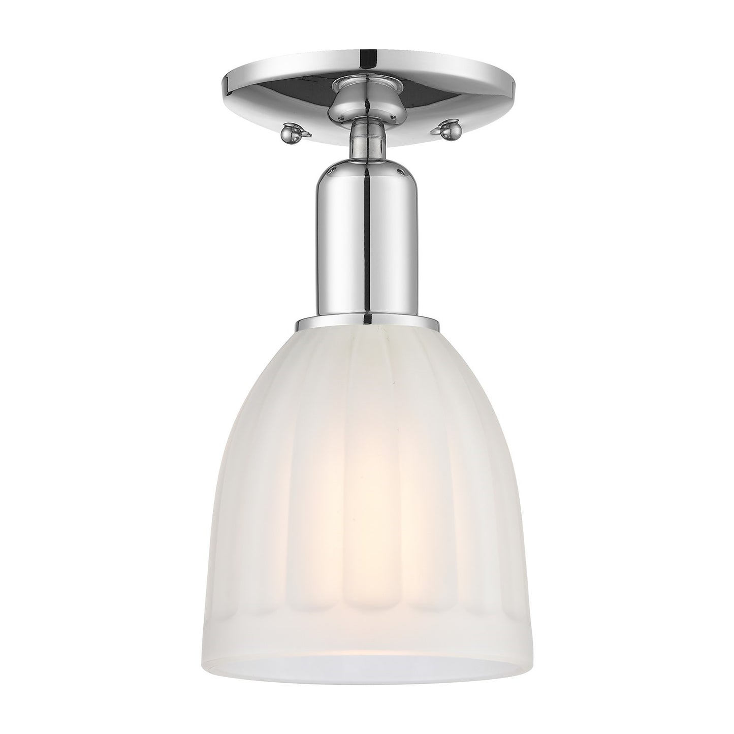 Innovations Brookfield 6in 1-Light Semi-Flush Mount | Industrial Polished Chrome and White Frosted Ribbed Glass | Entryway & | Model 716-1C-PC-G441