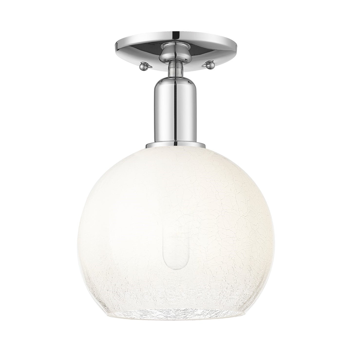 Innovations Brookhaven Globe 8in 1-Light Semi-Flush Mount | Industrial Polished Chrome Steel and Opal Glass | Entryway & | Model 716-1C-PC-G483-8OP