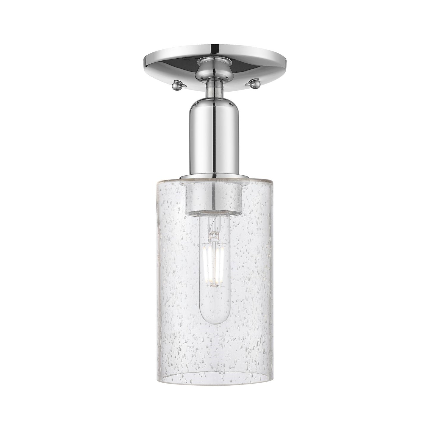 Innovations Clymer 4in 1-Light Semi-Flush Mount | Industrial Polished Chrome Steel and Seedy Glass | Entryway & Hallway | 3.88 x | Model 716-1C-PC-G804
