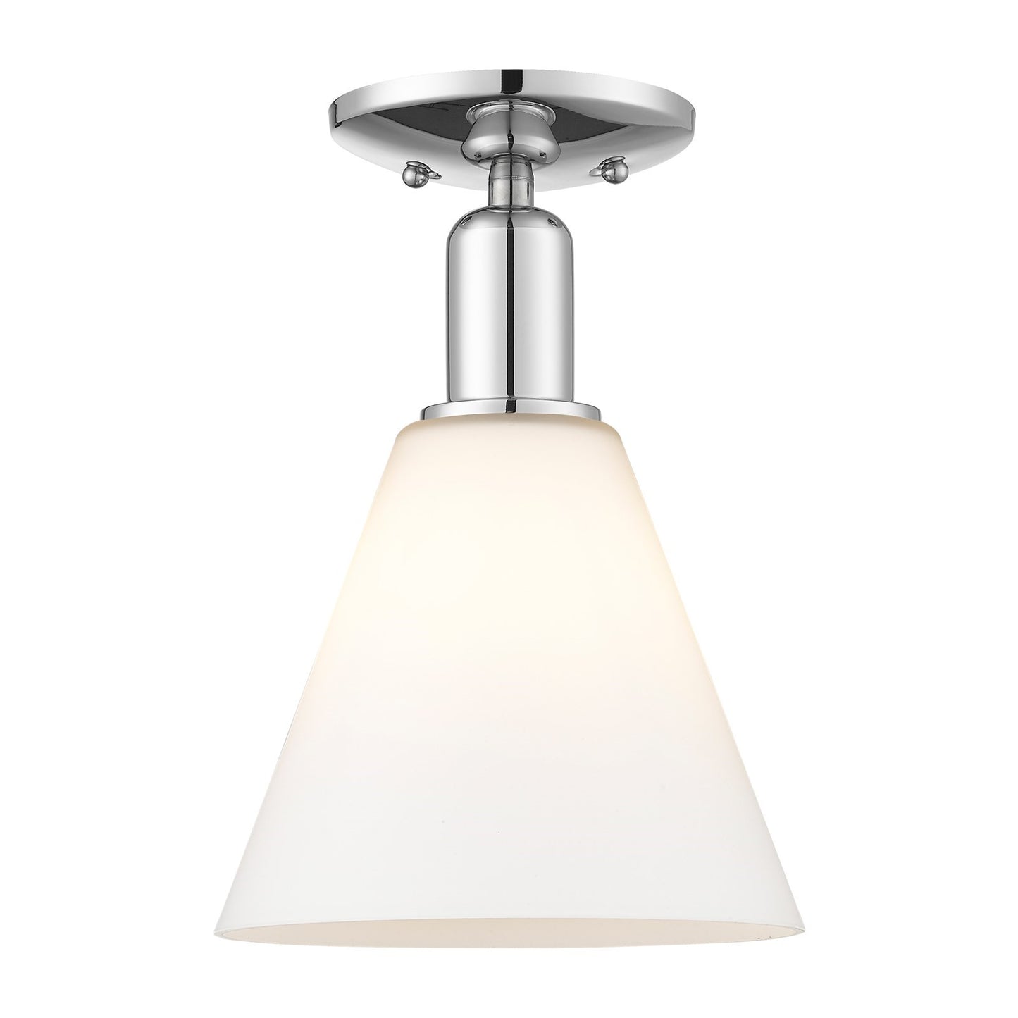 Innovations Berkshire Glass 8in 1-Light Semi-Flush Mount | Industrial Polished Chrome and Matte White Glass | Kitchen & Hallway | Model 716-1C-PC-GBC-81