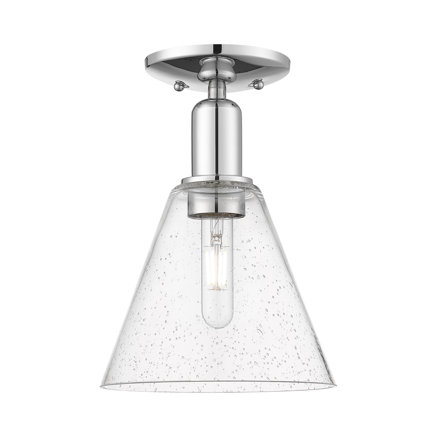 Innovations Berkshire Glass 8in 1-Light Semi-Flush Mount | Industrial Polished Chrome and Seedy Glass | Entryway & Hallway | 8 x | Model 716-1C-PC-GBC-84