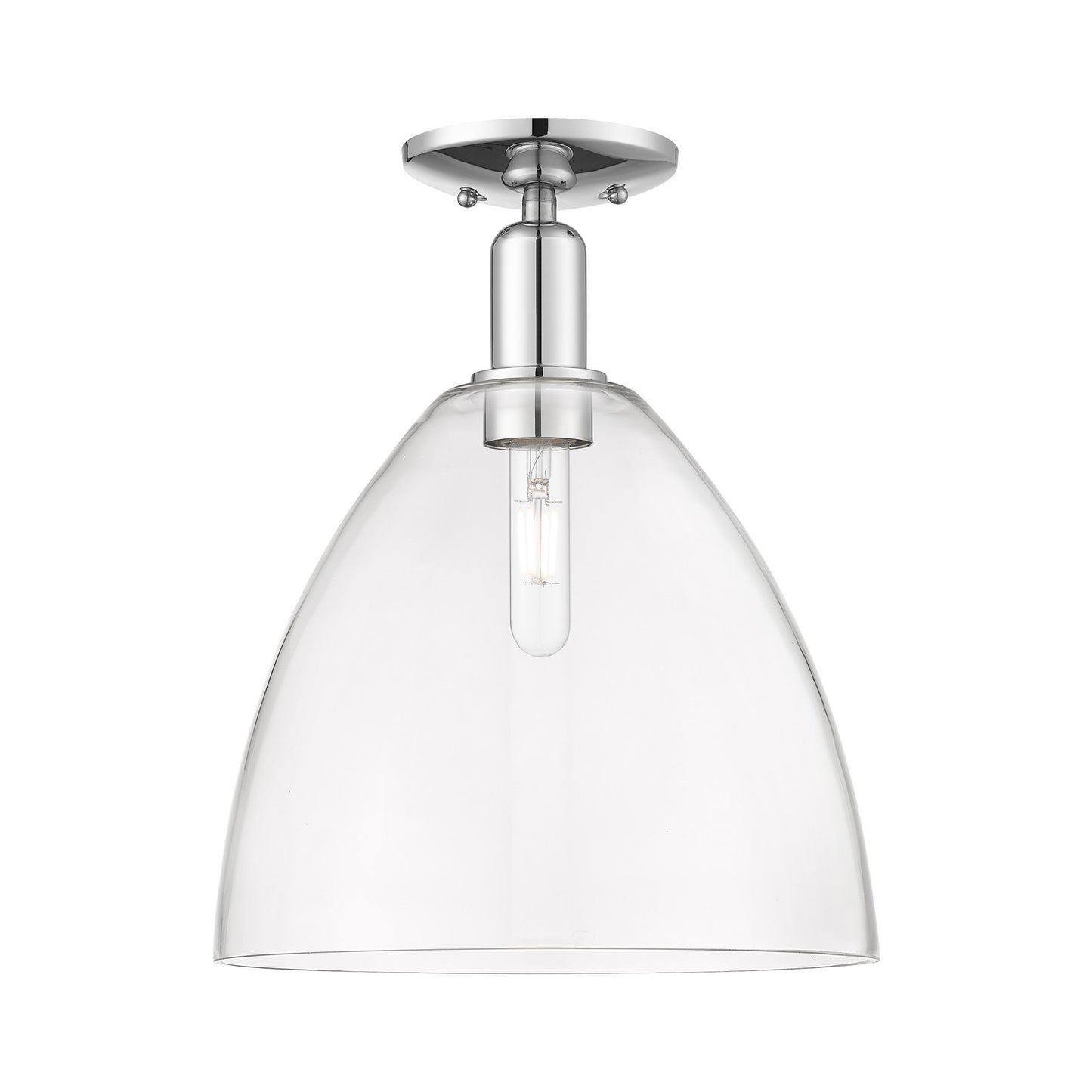 Innovations Bristol 12in 1-Light Semi-Flush Mount | Industrial Polished Chrome Steel and Clear Glass | Entryway & Hallway | 12 x | Model 716-1C-PC-GBD-122