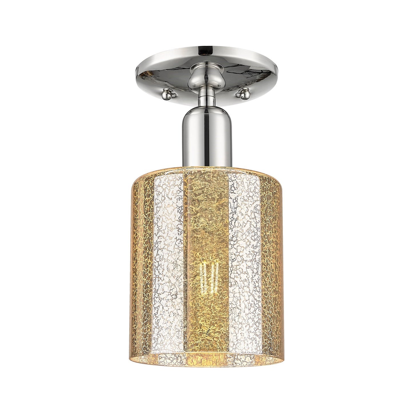 Innovations Cobbleskill 5in 1-Light Semi-Flush Mount | Industrial Polished Nickel Steel and Mercury Glass | Entryway & Hallway | 5 | Model 716-1C-PN-G116
