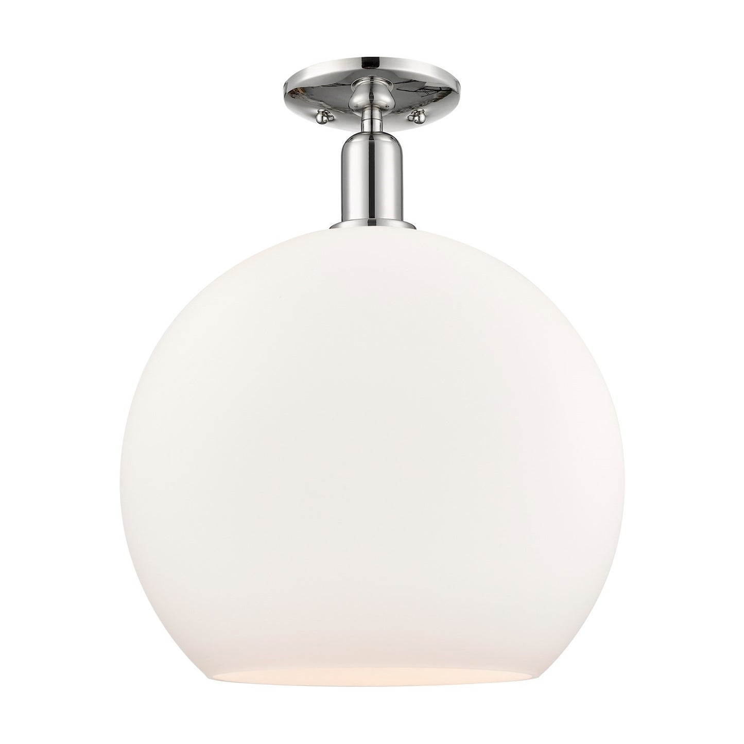 Innovations Athens 14in 1-Light Semi-Flush Mount | Industrial Polished Nickel and Matte White Glass | Damp-Rated Entryway & | Model 716-1C-PN-G121-14