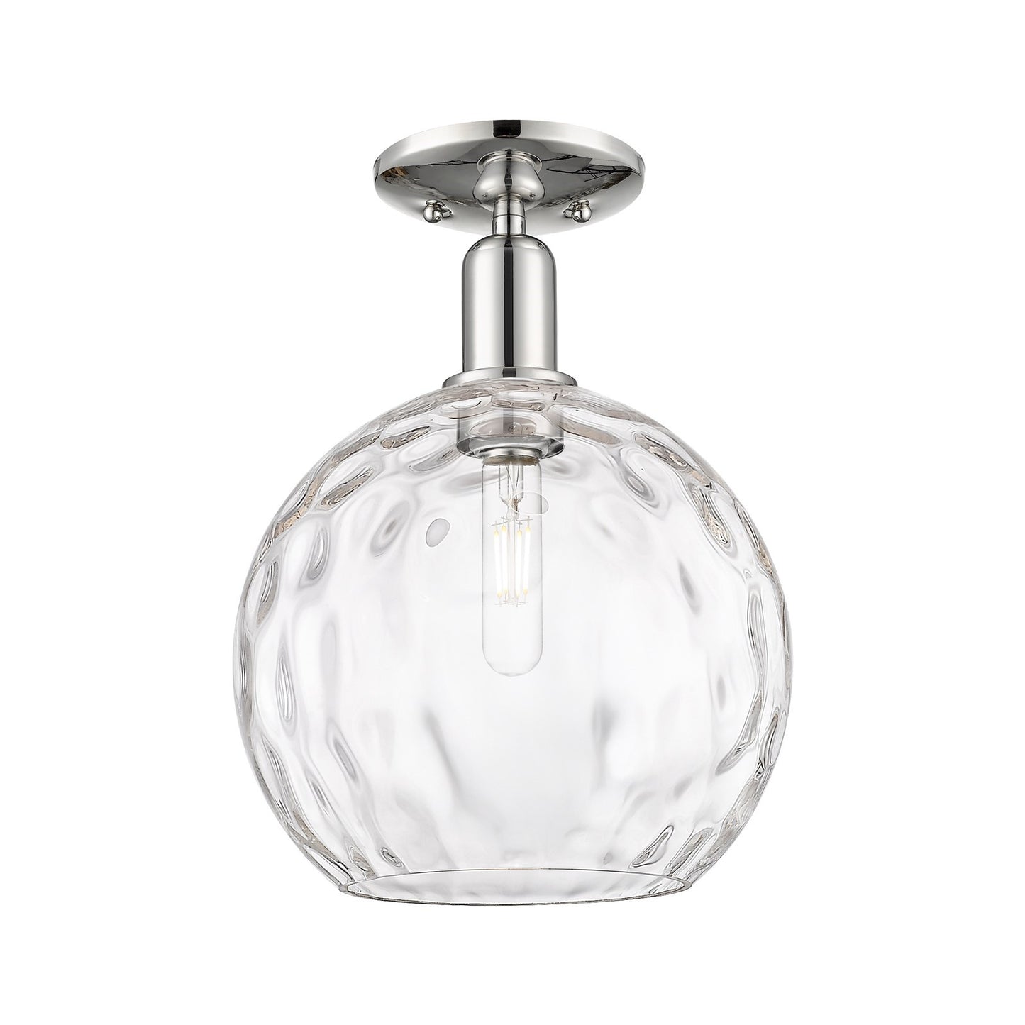 Innovations Athens 10in 1-Light Semi-Flush Mount | Industrial Polished Nickel Steel and Clear Water Glass | Entryway & Hallway | Model 716-1C-PN-G1215-10
