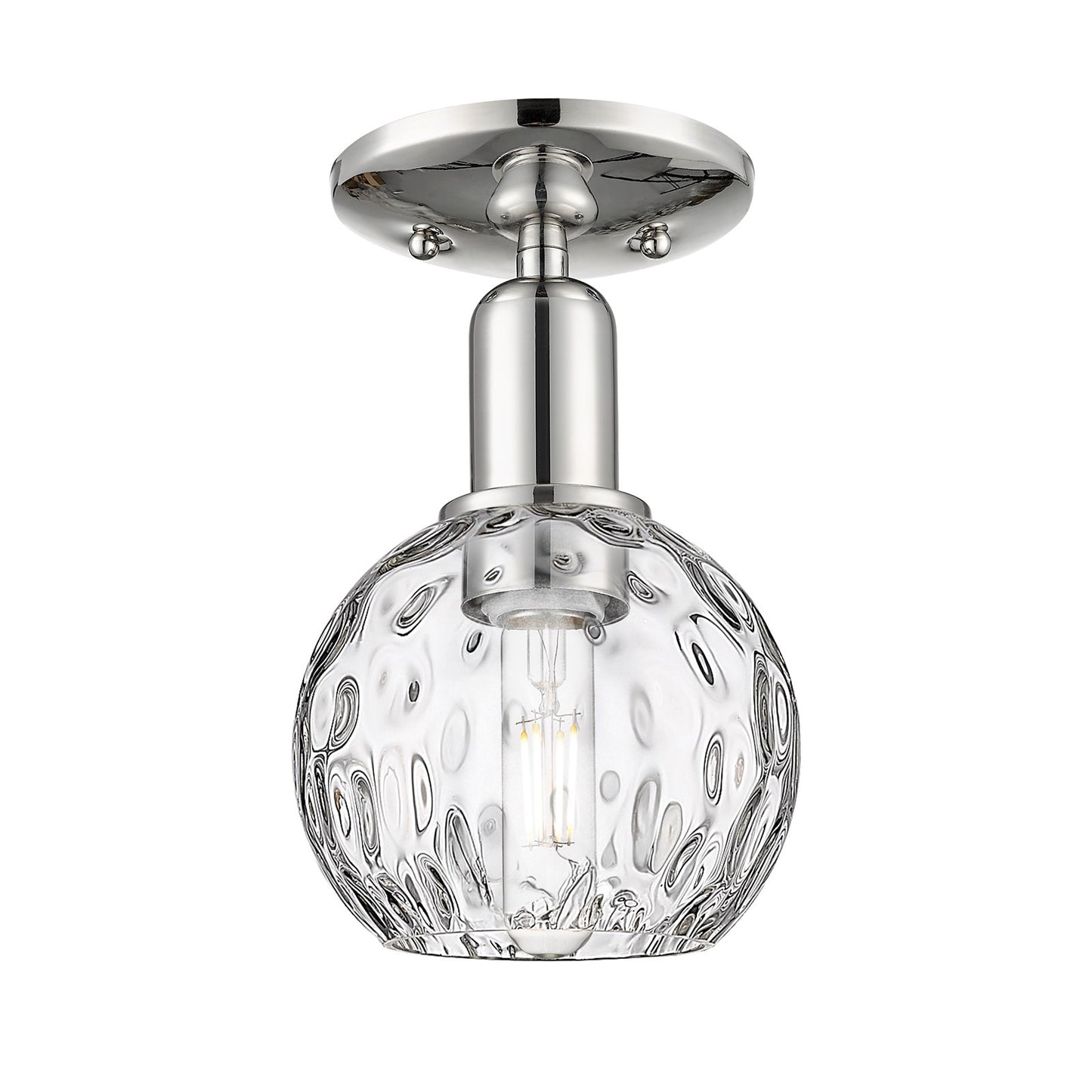 Innovations Athens Water Glass 6in 1-Light Semi-Flush Mount | Industrial Polished Nickel Steel and Clear Glass | Entryway & | Model 716-1C-PN-G1215-6
